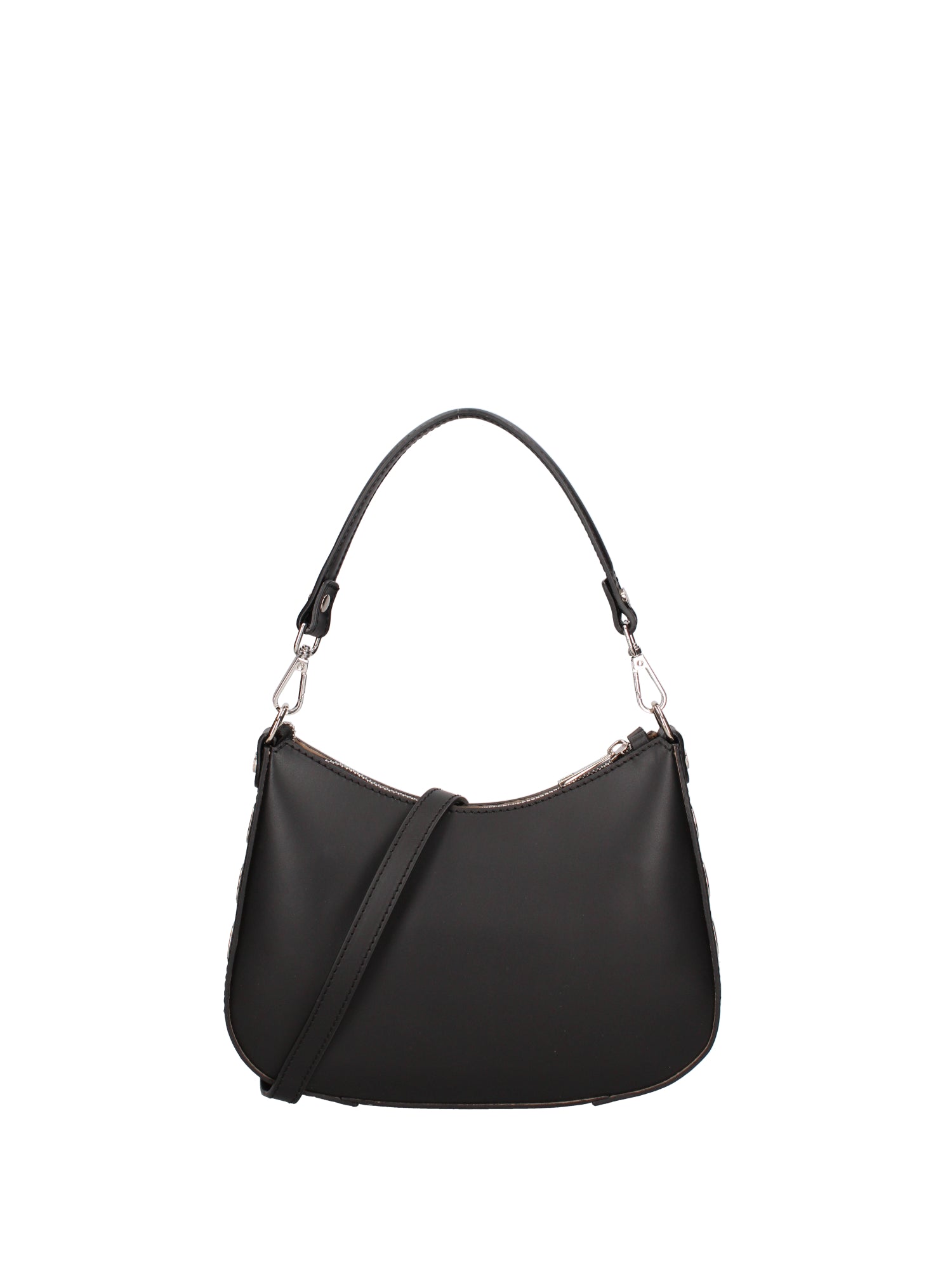 Borsa a spalla da donna 100% pelle ruga 07241-NERO Roberta Rossi