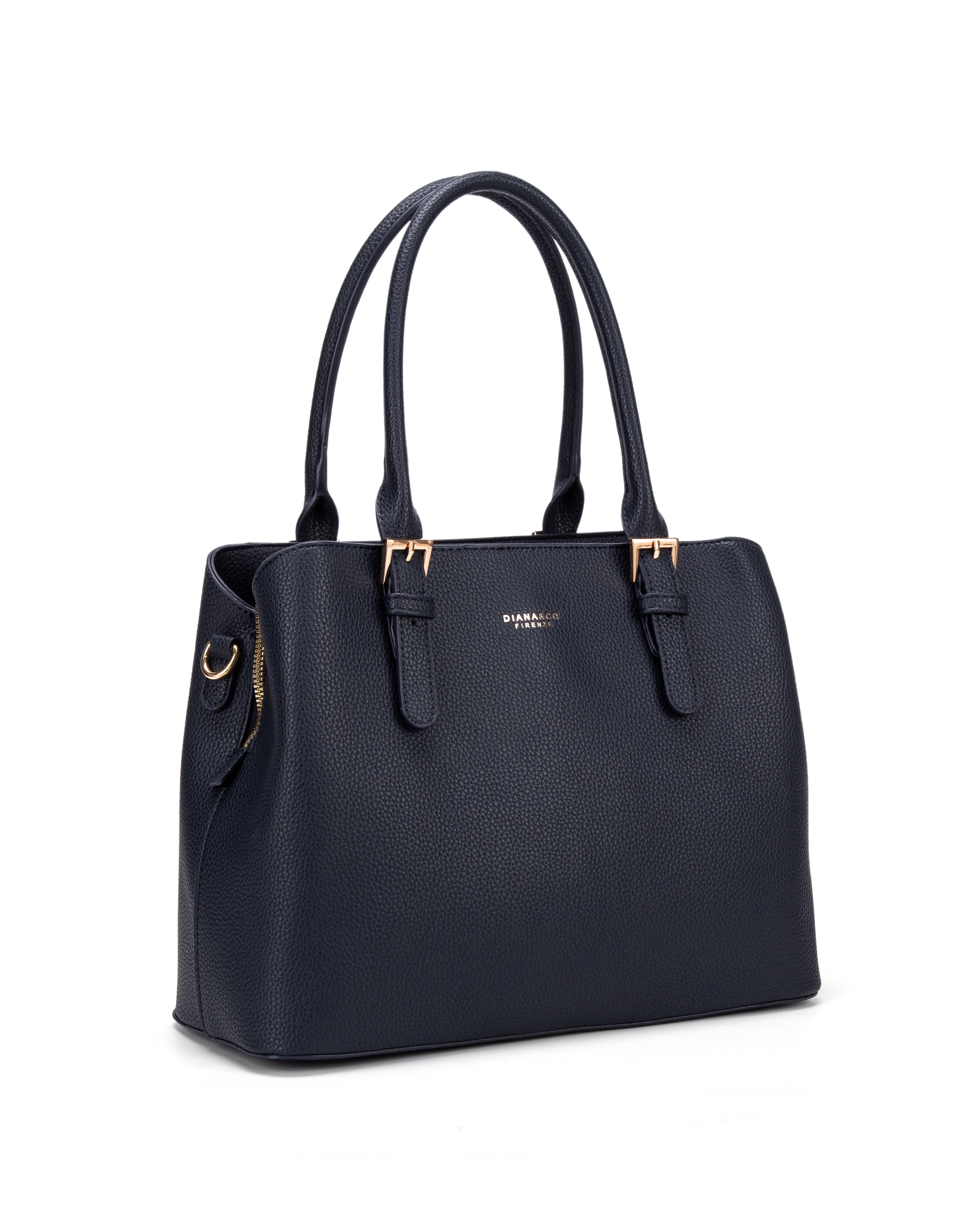 Borsa a mano da donna 100% pelle vegana PU 716-2PT-NAVYBLUE Diana&co