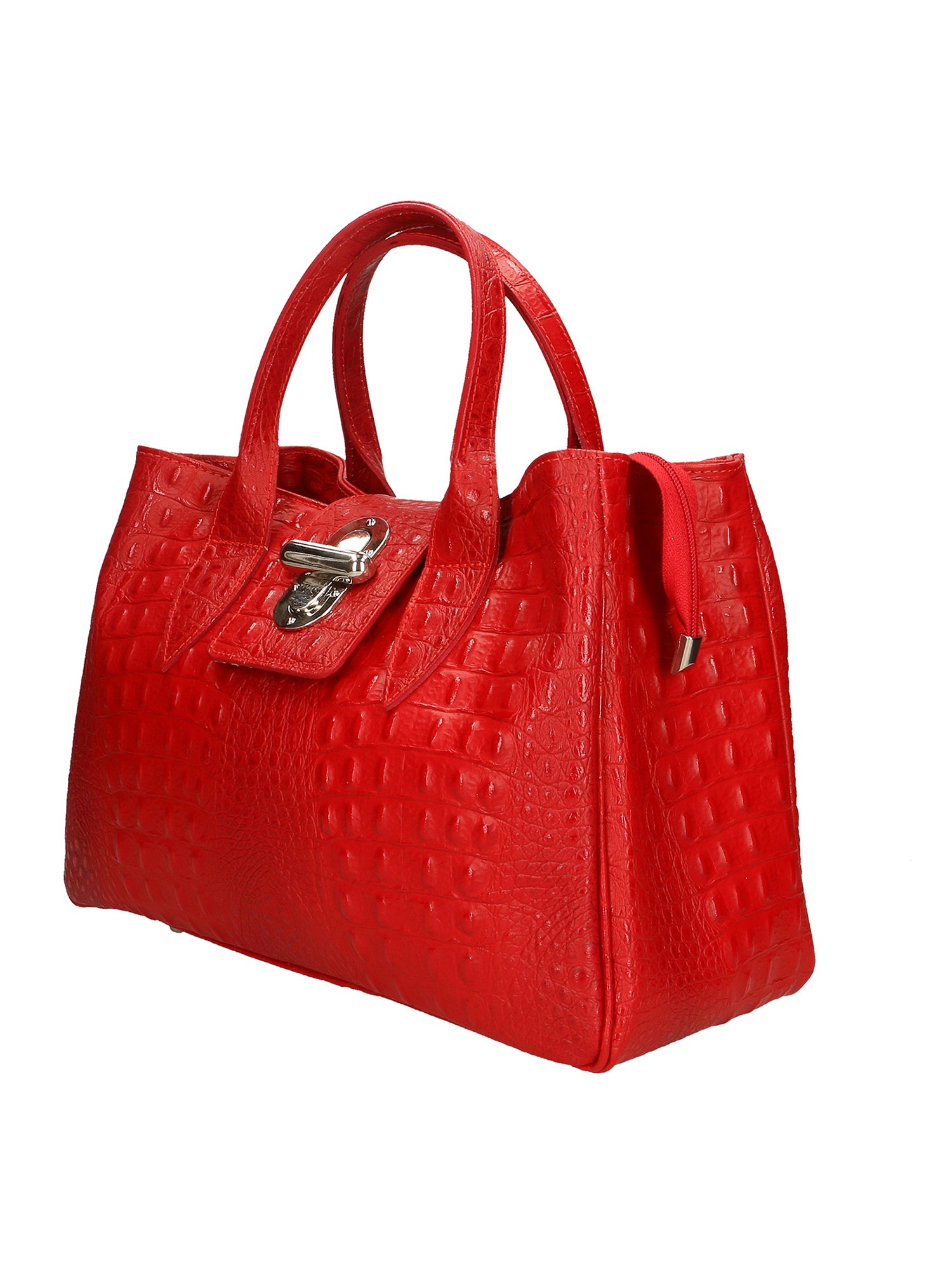 Ascoli Borsa a mano da donna Pelle stampata cocco 7718-ROSSO RED Gave Lux