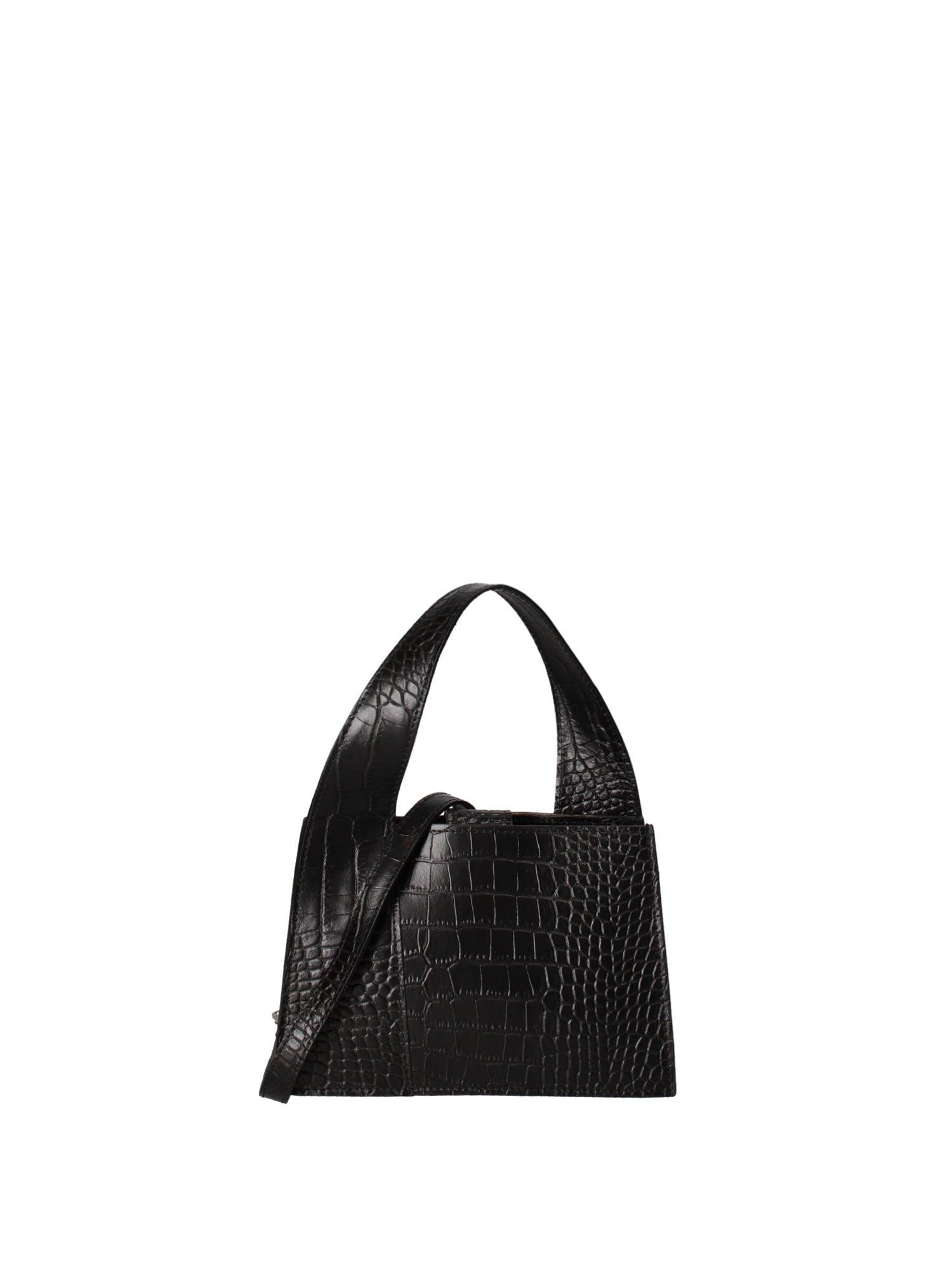 Borsa a mano da donna Vera pelle effetto cocco 07220-C28 NERO Roberta Rossi