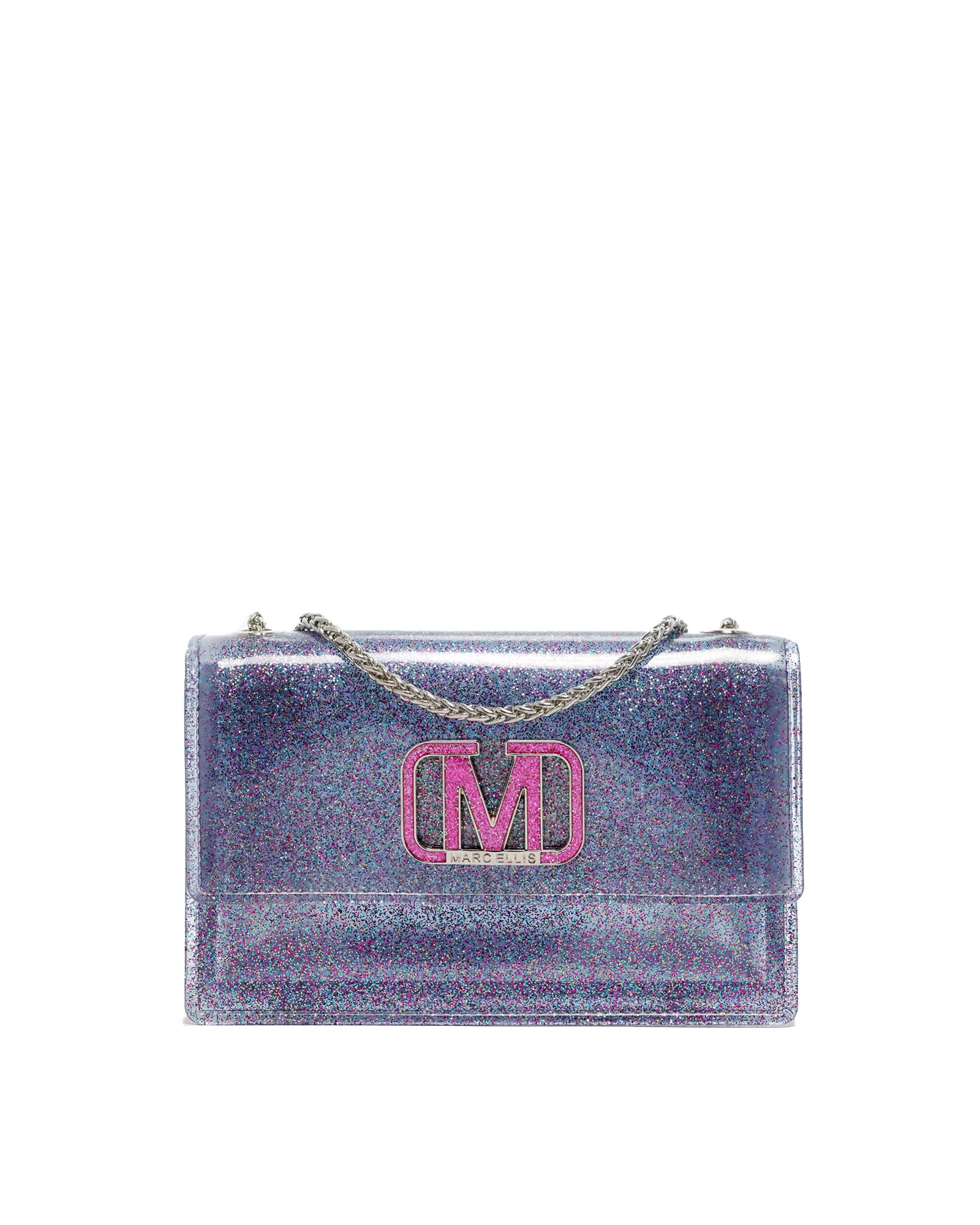 Borsa a mano da donna 100% Pvc FLAT SUPERMEE M-LILLA STRASS Marc Ellis