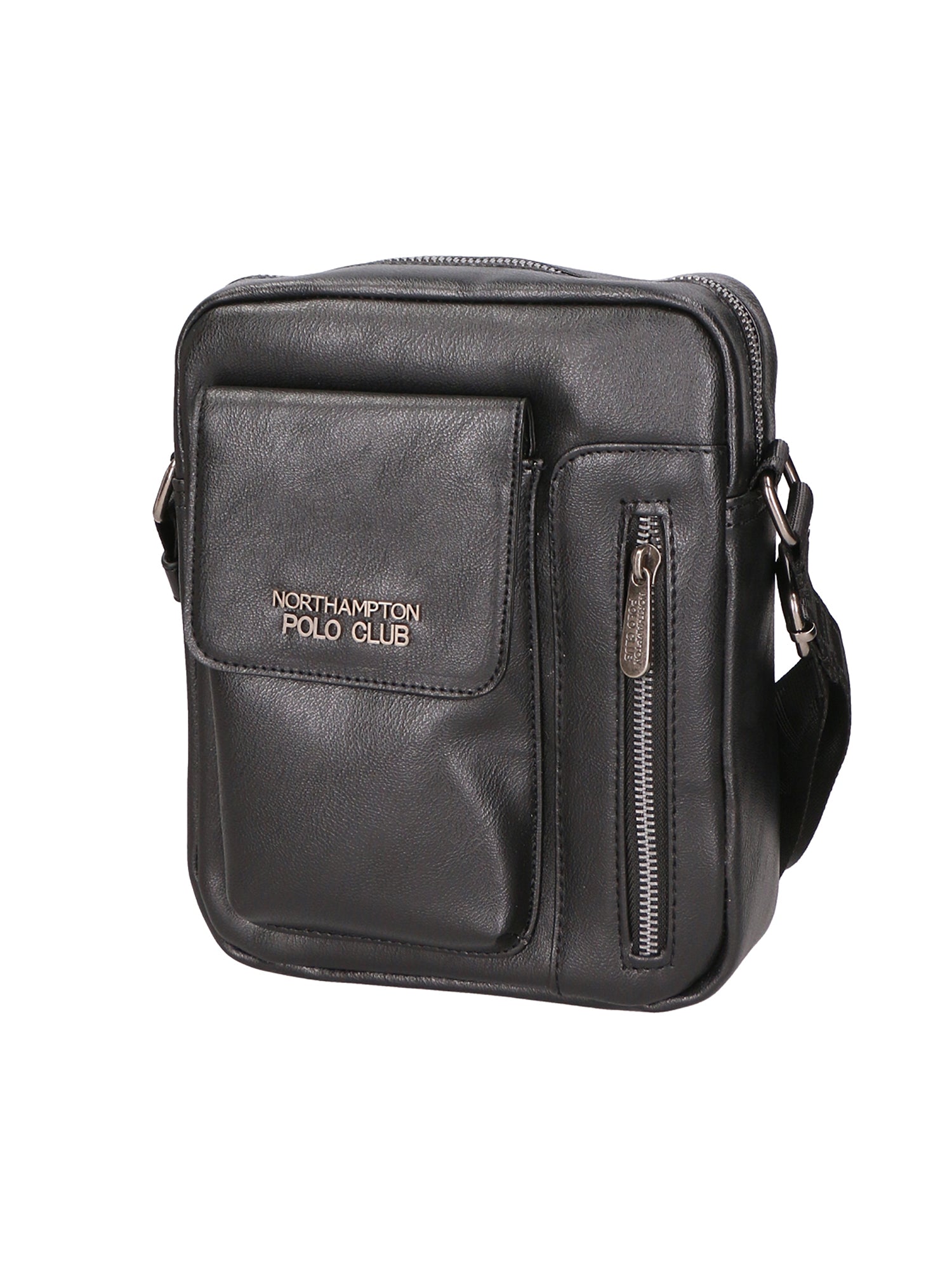 Borsa a tracolla uomo 100% pelle PU PCL3105-BLACK Northampton Polo Club