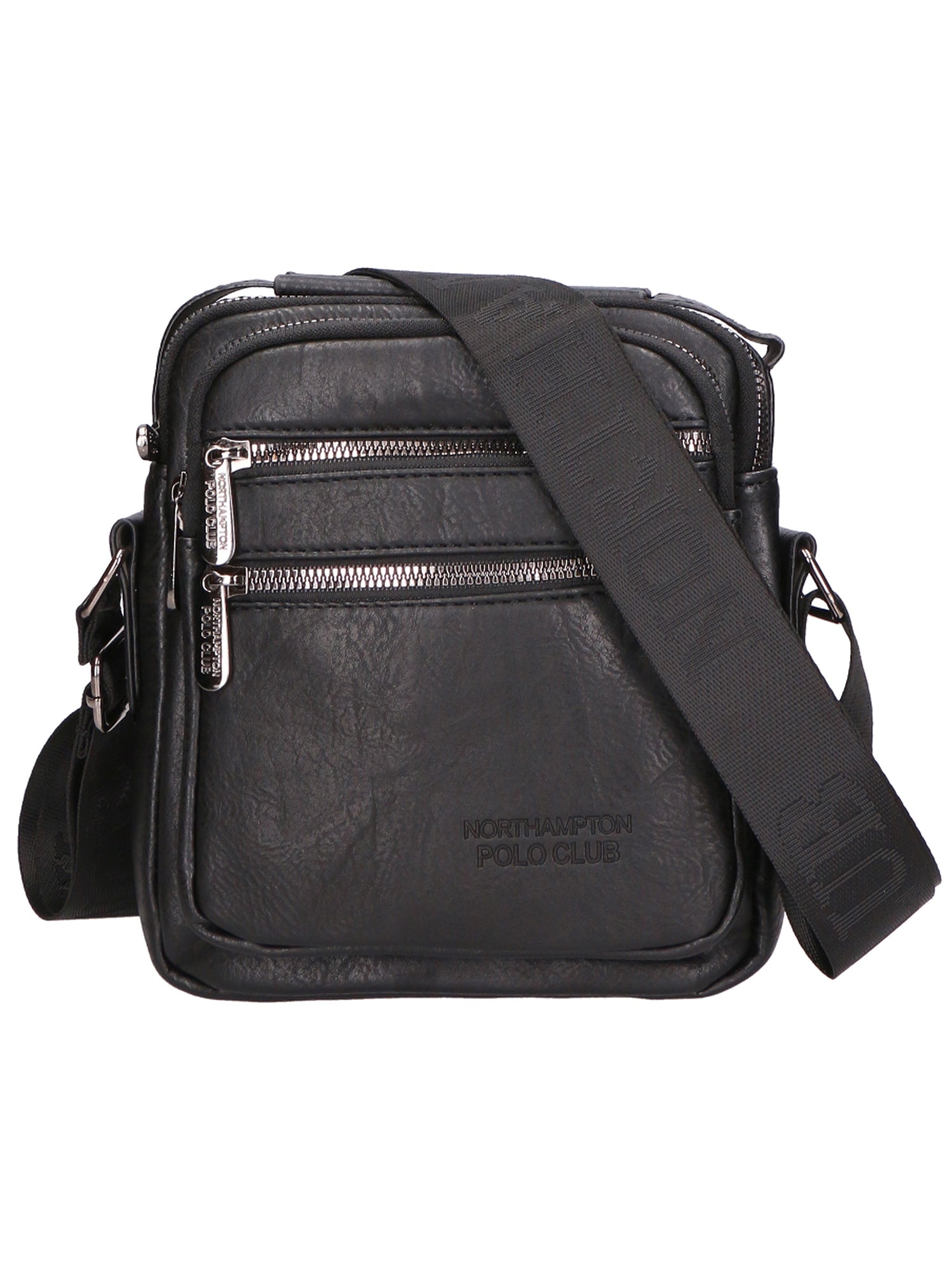 Borsa a tracolla uomo 100% pelle PU PCL3055-BLACK Northampton Polo Club