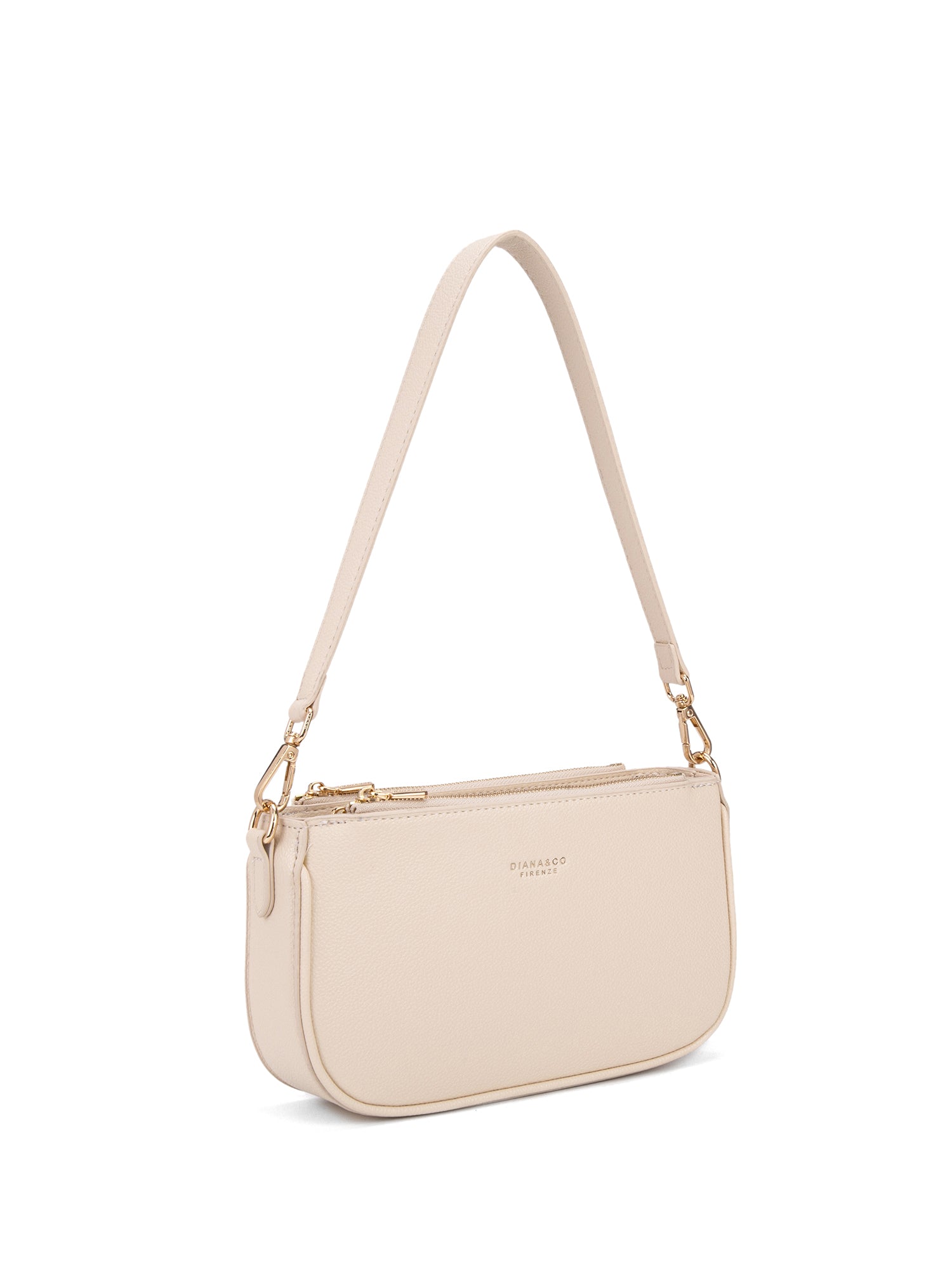 Borsa a spalla da donna 100% pelle vegana PU 711-2PT-BEIGE Diana&co