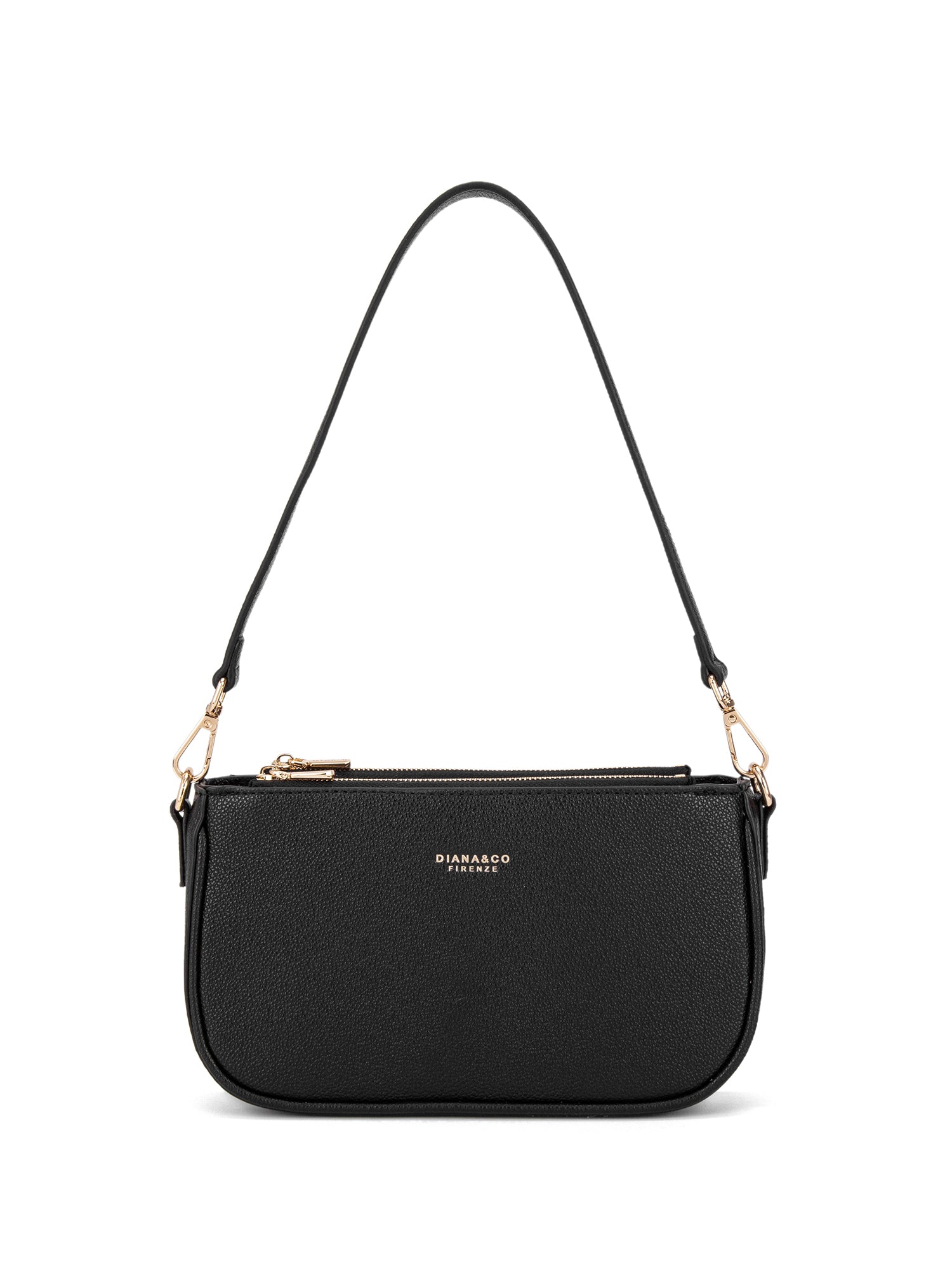 Borsa a spalla da donna 100% pelle vegana PU 711-2PT-BLACK Diana&co