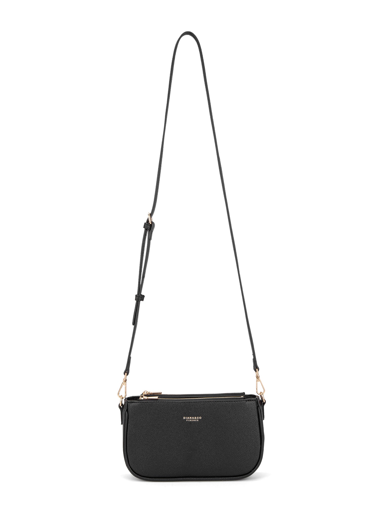 Borsa a spalla da donna 100% pelle vegana PU 711-2PT-BLACK Diana&co