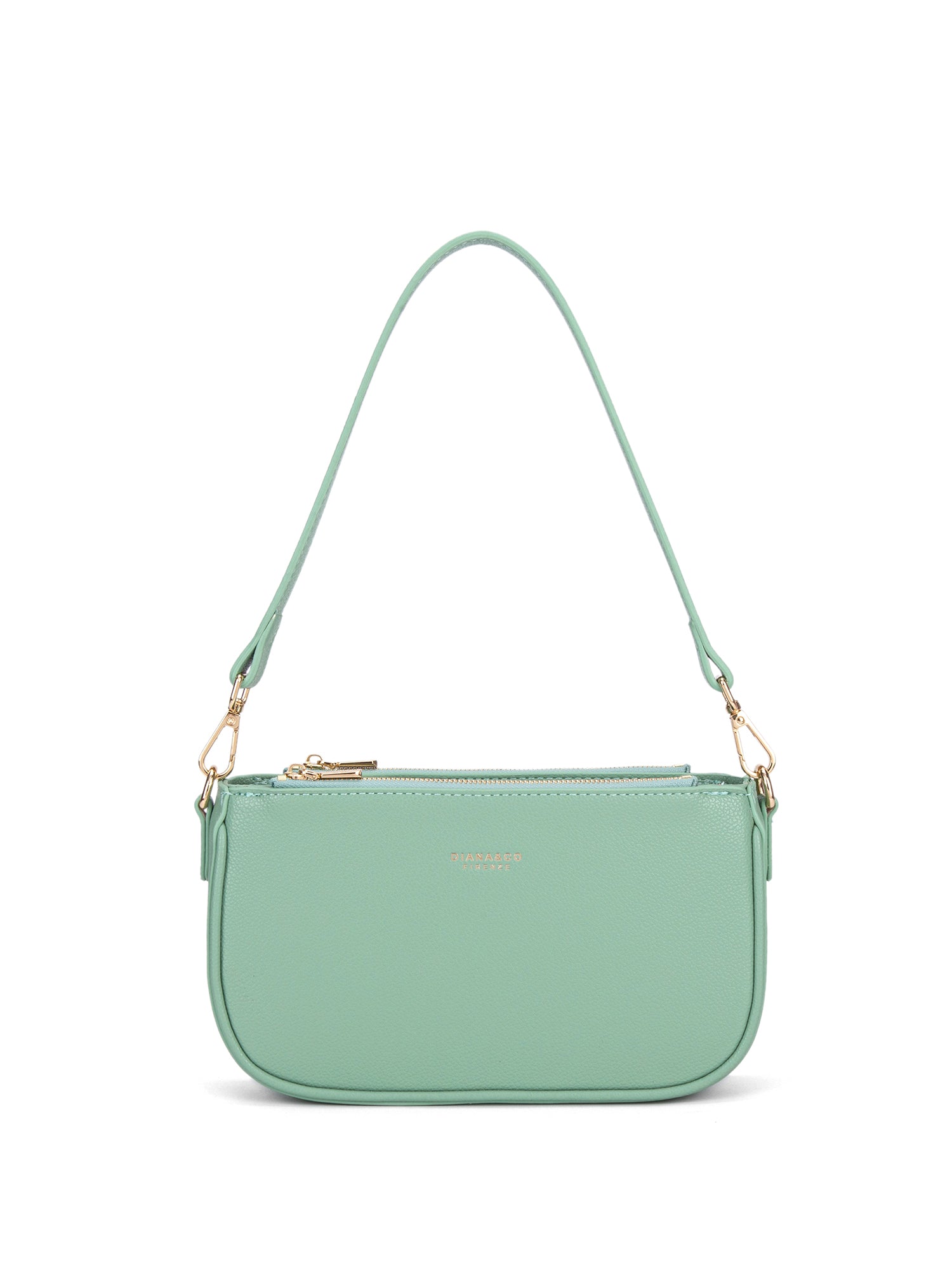 Borsa a spalla da donna 100% pelle vegana PU 711-2PT-JADE GREEN Diana&co