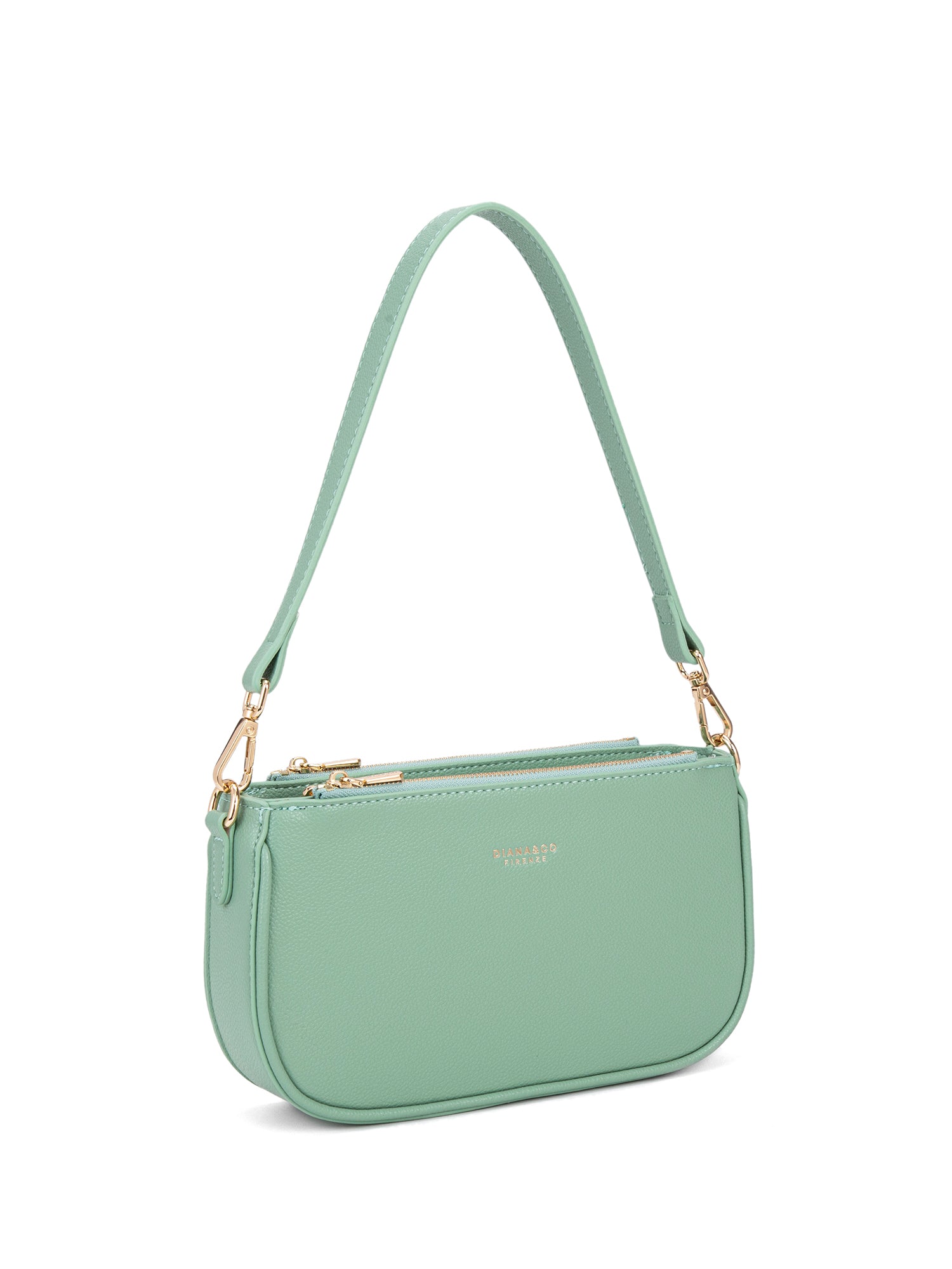 Borsa a spalla da donna 100% pelle vegana PU 711-2PT-JADE GREEN Diana&co