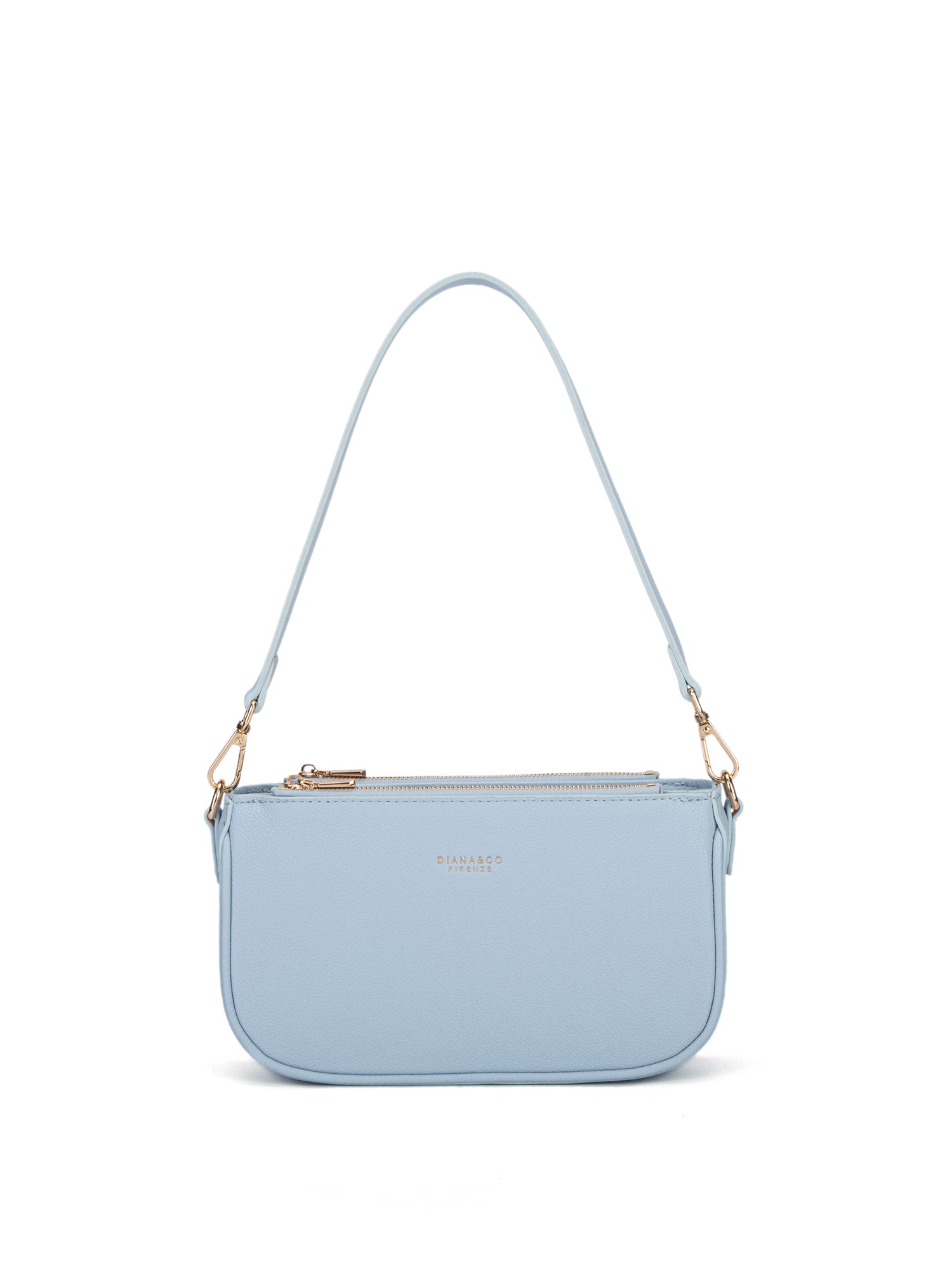 Borsa a spalla da donna 100% pelle vegana PU 711-2PT-LIGHT BLUE Diana&co