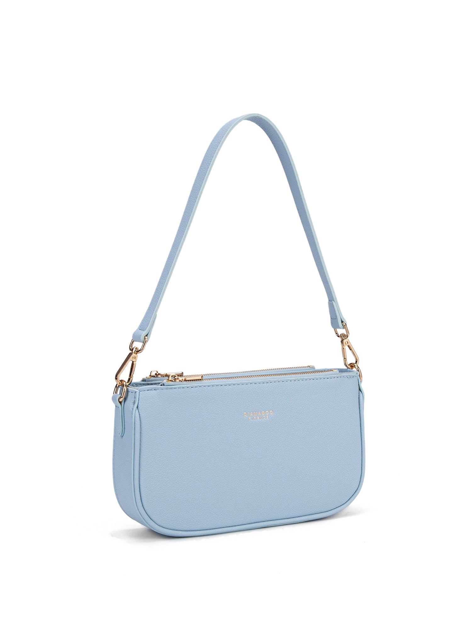 Borsa a spalla da donna 100% pelle vegana PU 711-2PT-LIGHT BLUE Diana&co