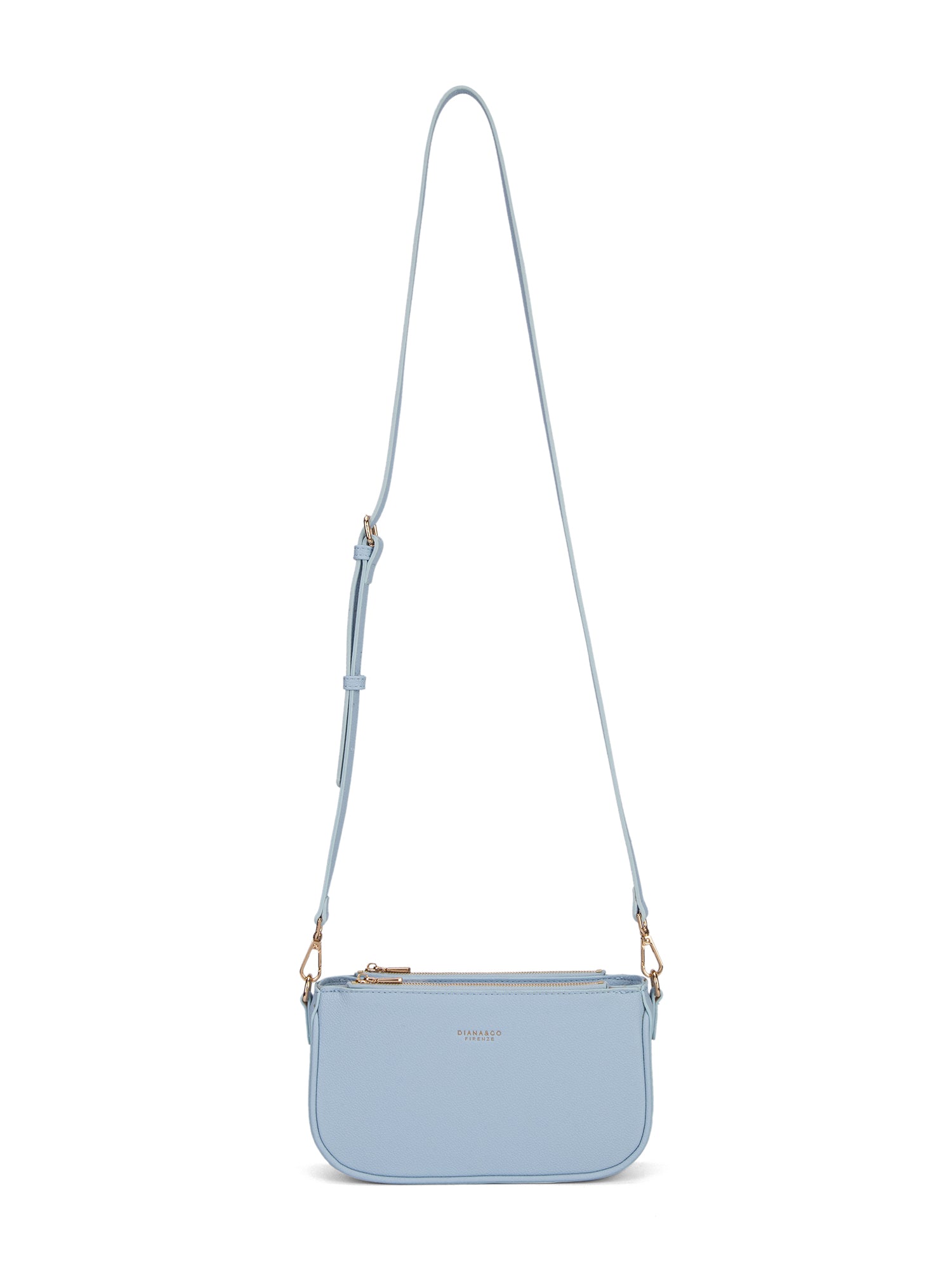 Borsa a spalla da donna 100% pelle vegana PU 711-2PT-LIGHT BLUE Diana&co