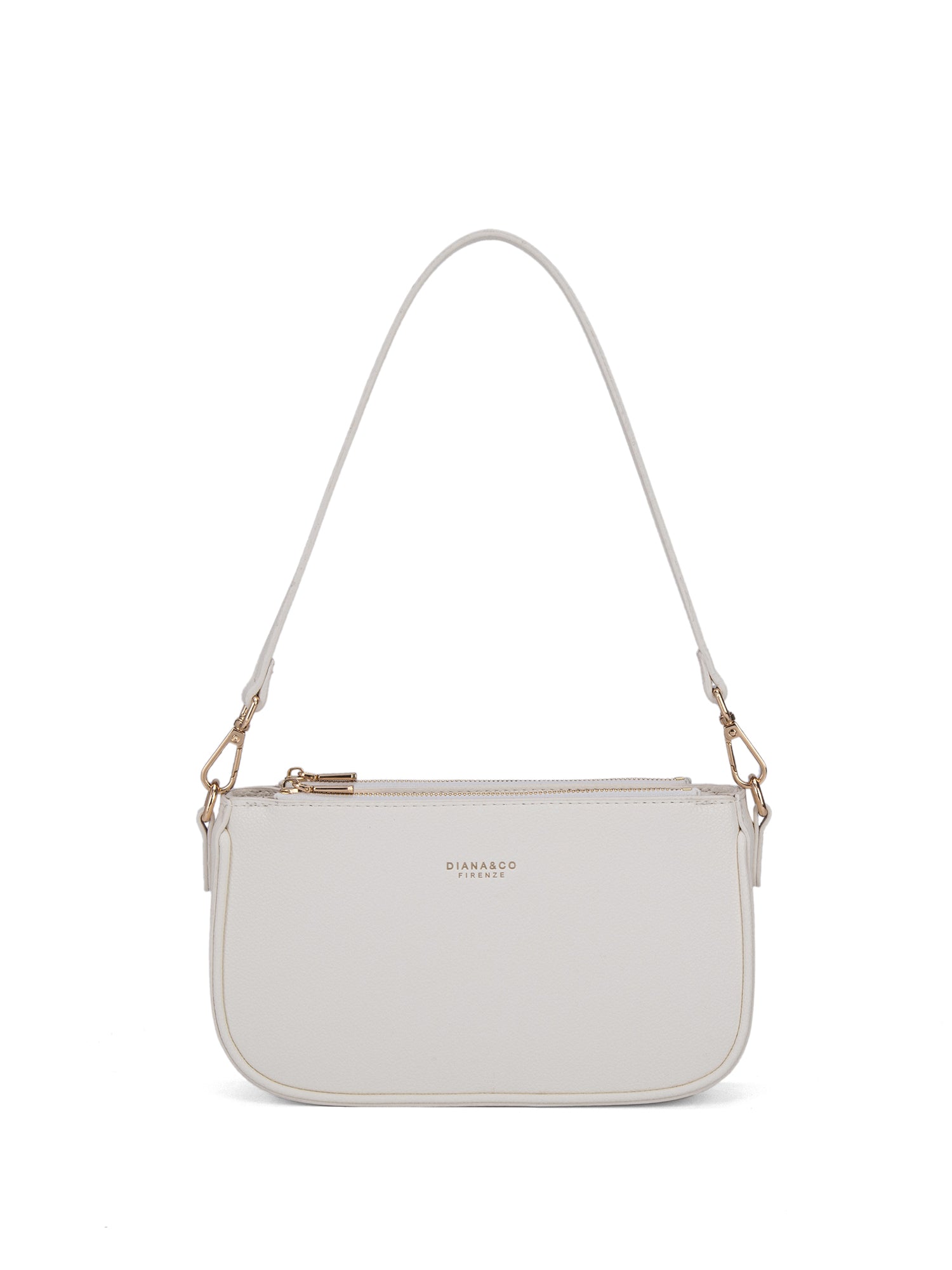 Borsa a spalla da donna 100% pelle vegana PU 711-2PT-WHITE Diana&co