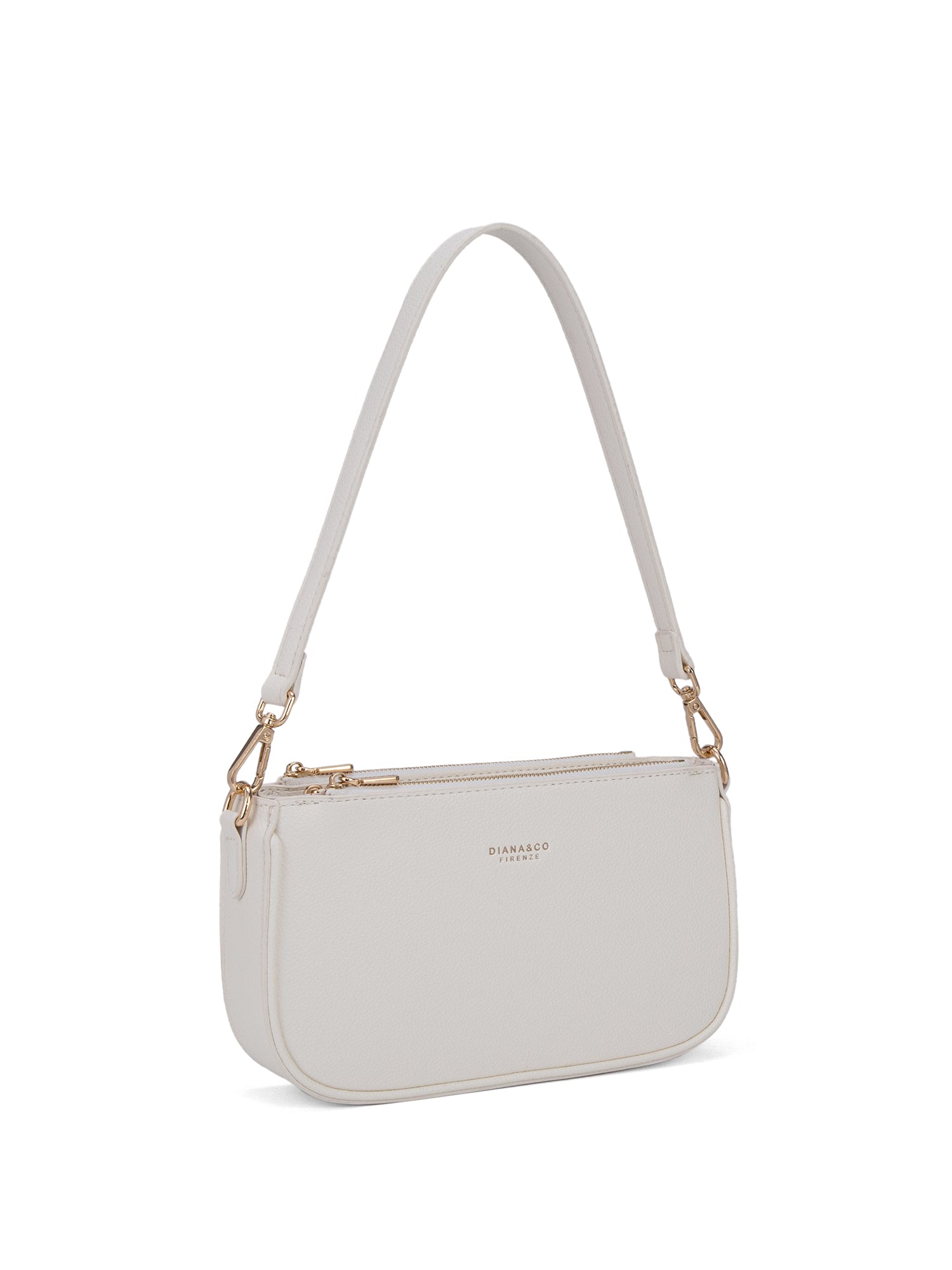 Borsa a spalla da donna 100% pelle vegana PU 711-2PT-WHITE Diana&co
