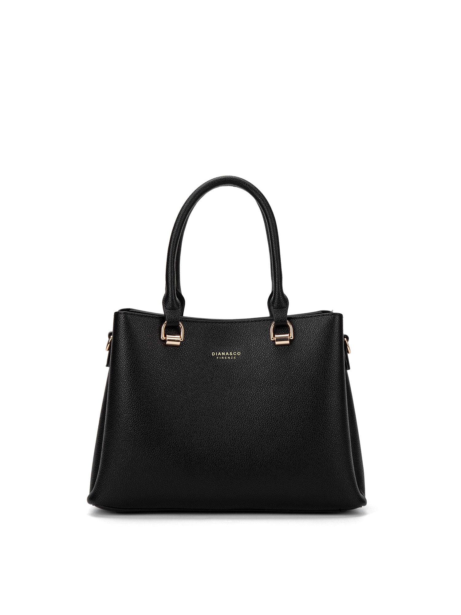 Borsa a mano da donna 100% pelle vegana PU 711-4PT-BLACK Diana&co