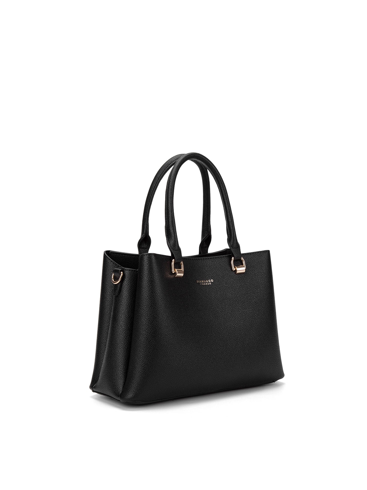 Borsa a mano da donna 100% pelle vegana PU 711-4PT-BLACK Diana&co