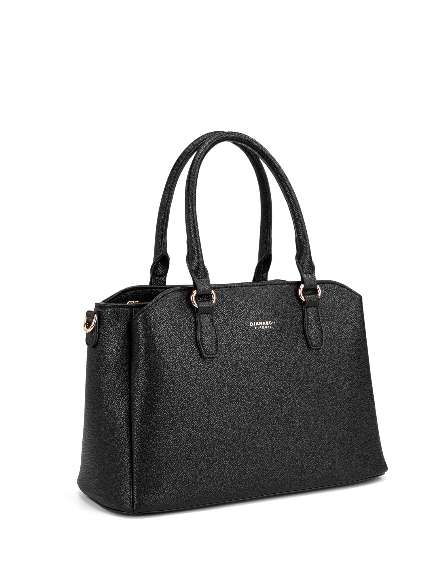 Borsa a mano da donna 100% pelle vegana PU 711-5PT-BLACK Diana&co