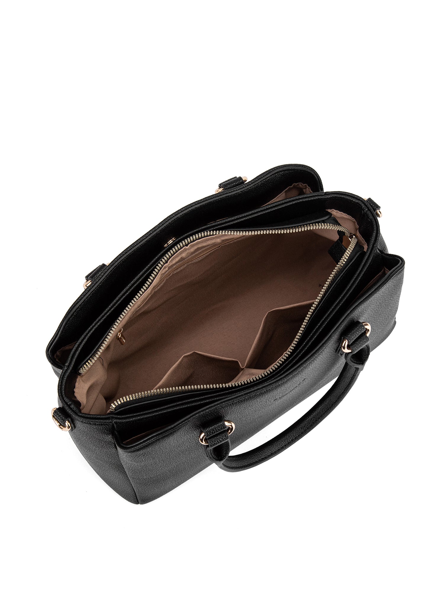 Borsa a mano da donna 100% pelle vegana PU 711-5PT-BLACK Diana&co