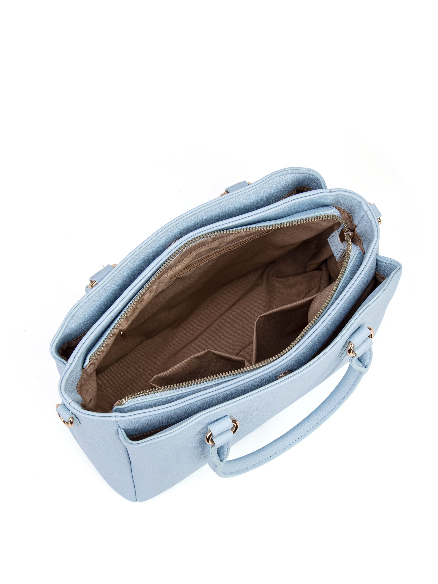 Borsa a mano da donna 100% pelle vegana PU 711-5PT-LIGHT BLUE Diana&co