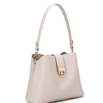 Borsa a spalla da donna 100% pelle vegana PU 713-3PT-BEIGE Diana&co
