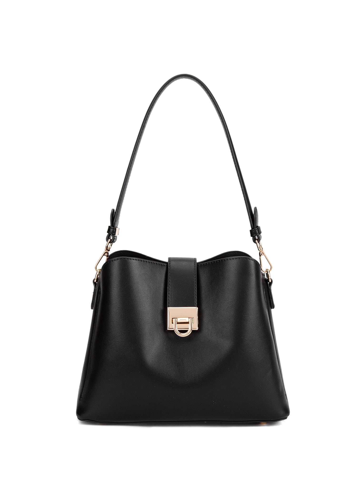 Borsa a spalla da donna 100% pelle vegana PU 713-3PT-BLACK Diana&co