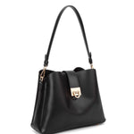 Borsa a spalla da donna 100% pelle vegana PU 713-3PT-BLACK Diana&co