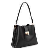 Borsa a spalla da donna 100% pelle vegana PU 713-3PT-BLACK Diana&co