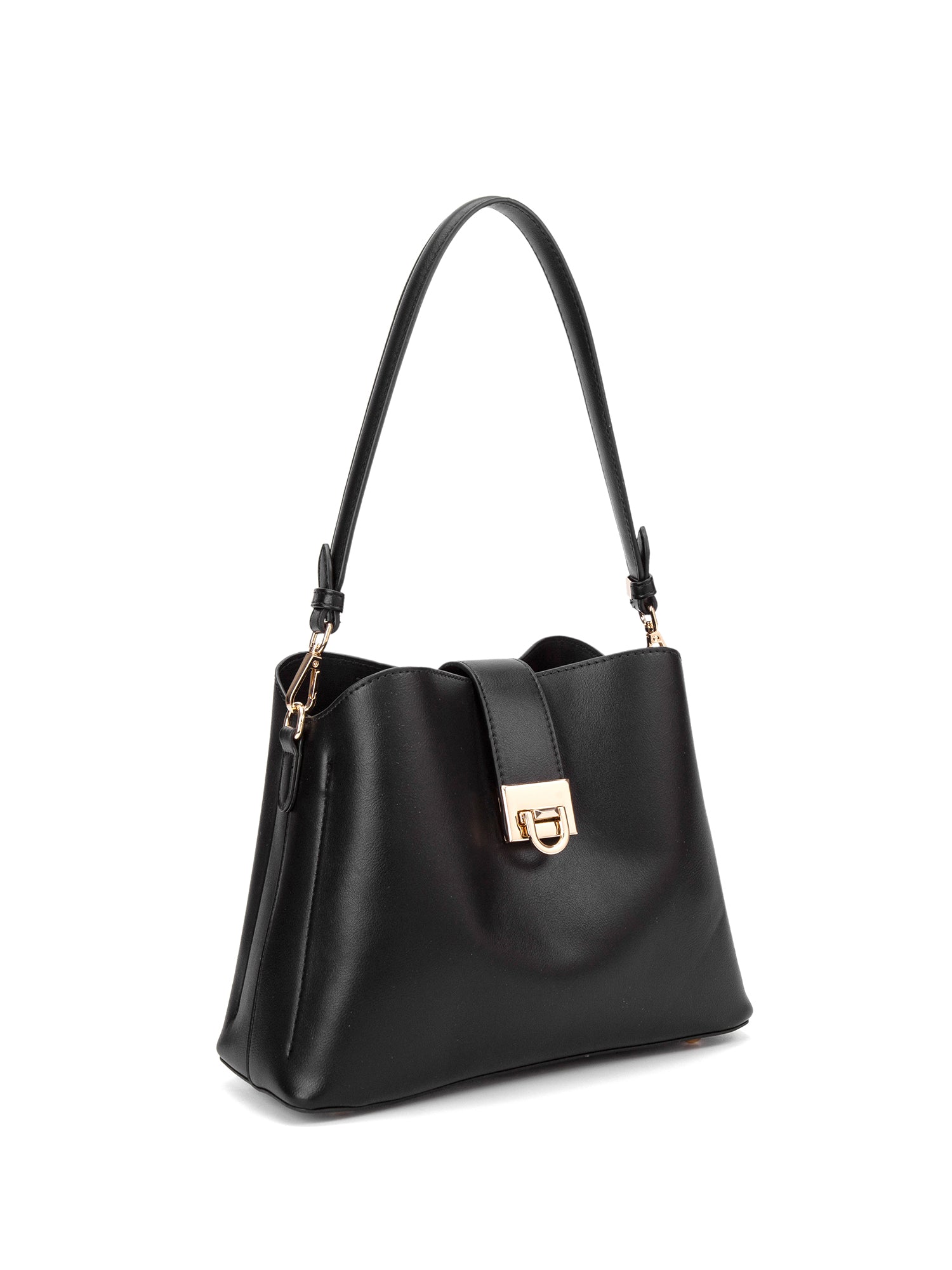 Borsa a spalla da donna 100% pelle vegana PU 713-3PT-BLACK Diana&co