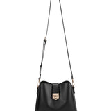 Borsa a spalla da donna 100% pelle vegana PU 713-3PT-BLACK Diana&co