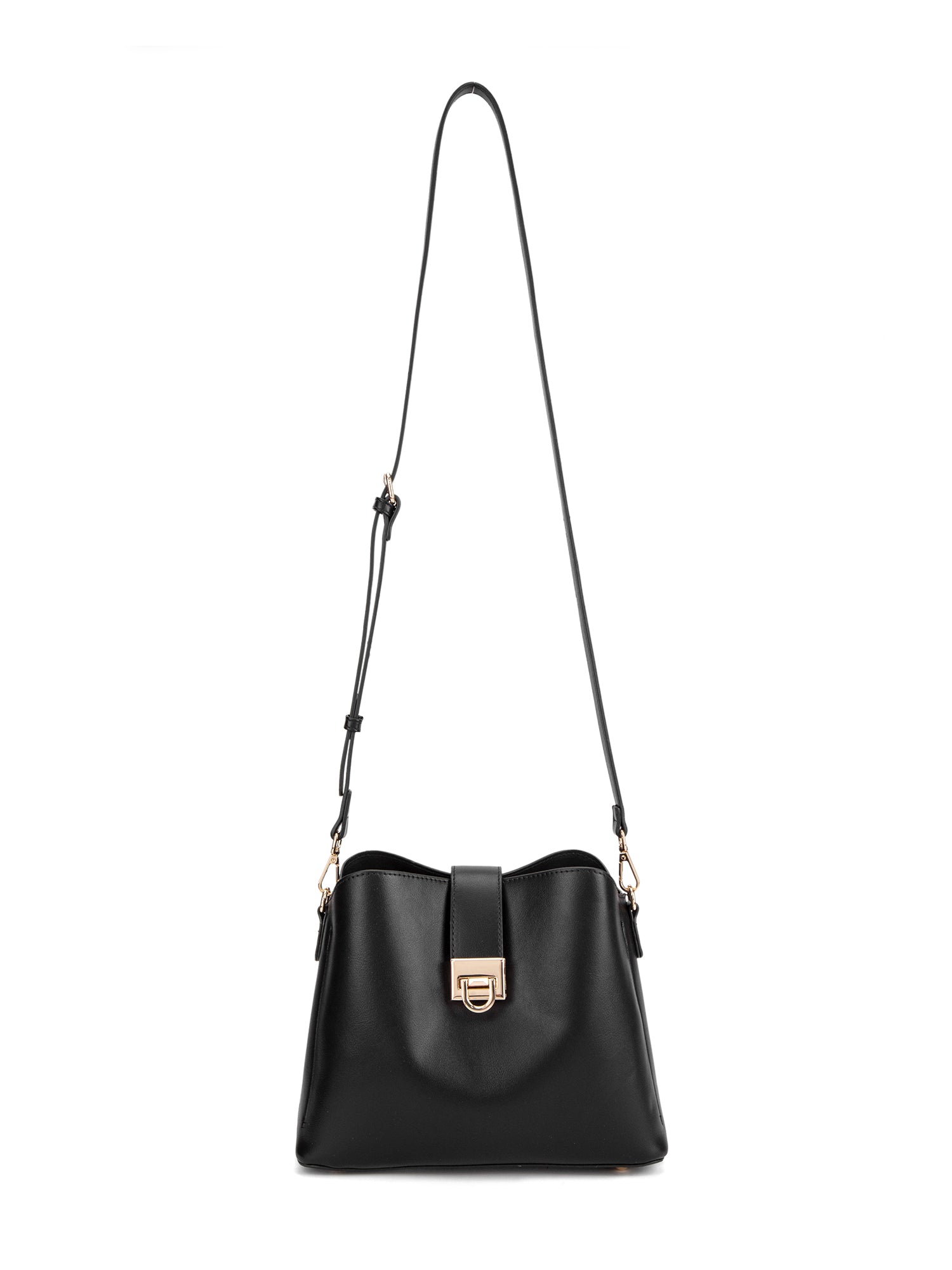 Borsa a spalla da donna 100% pelle vegana PU 713-3PT-BLACK Diana&co