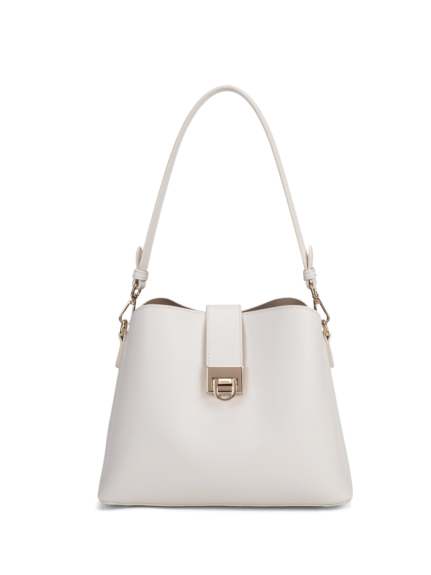 Borsa a spalla da donna 100% pelle vegana PU 713-3PT-IVORY Diana&co