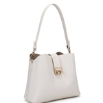 Borsa a spalla da donna 100% pelle vegana PU 713-3PT-IVORY Diana&co