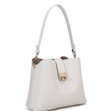 Borsa a spalla da donna 100% pelle vegana PU 713-3PT-IVORY Diana&co