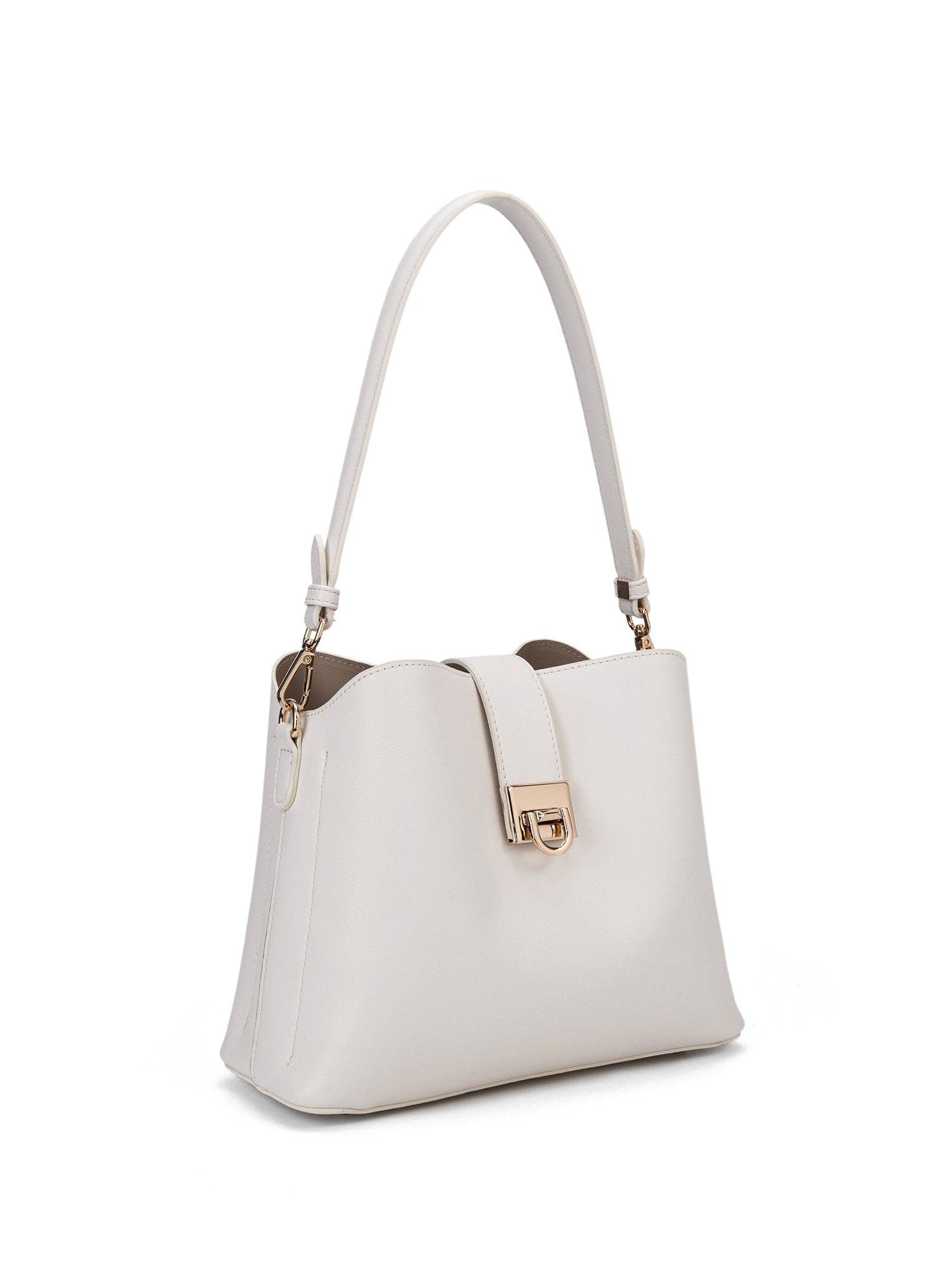 Borsa a spalla da donna 100% pelle vegana PU 713-3PT-IVORY Diana&co