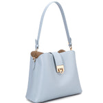 Borsa a spalla da donna 100% pelle vegana PU 713-3PT-LIGHTBLUE Diana&co
