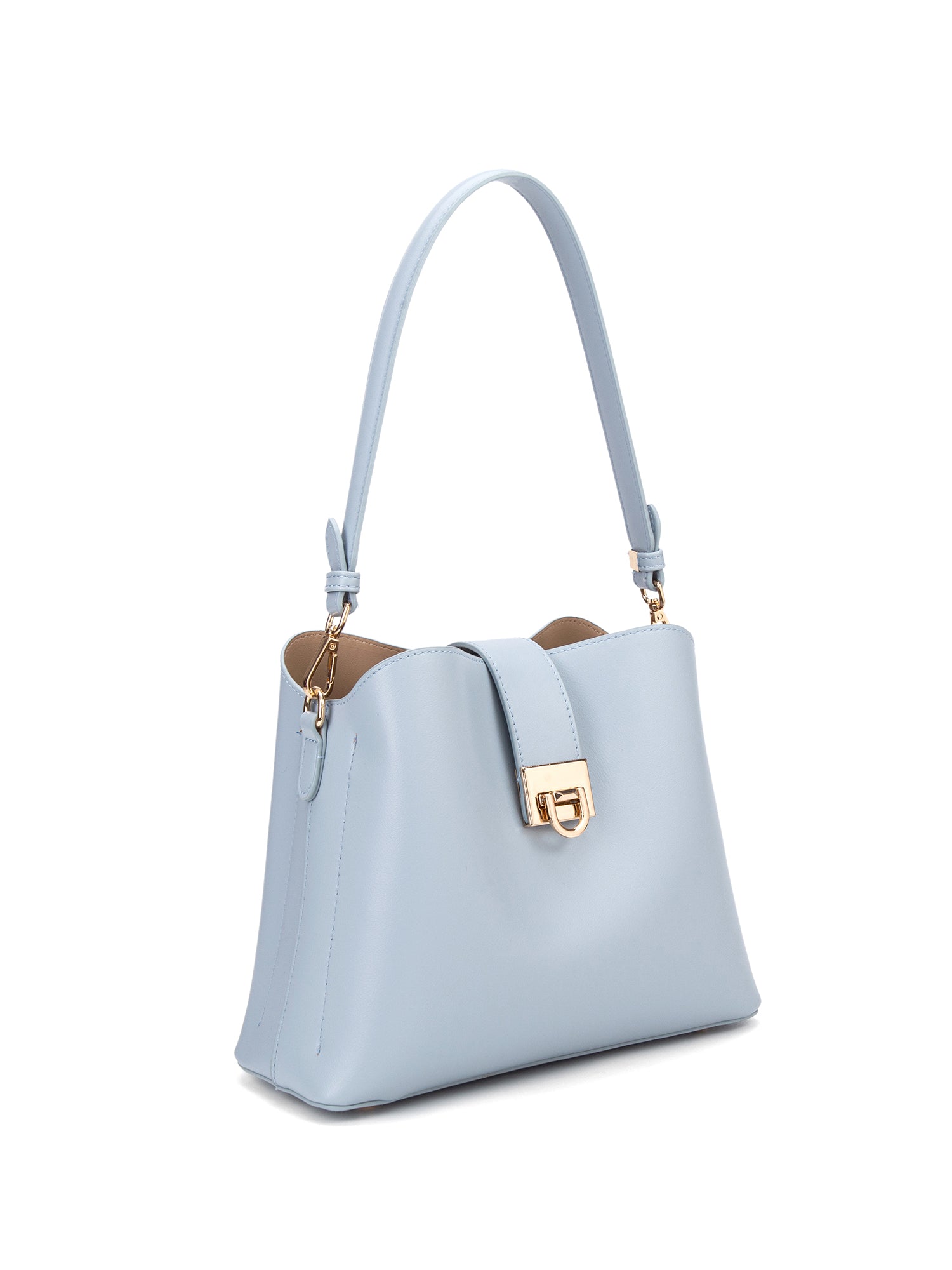 Borsa a spalla da donna 100% pelle vegana PU 713-3PT-LIGHTBLUE Diana&co