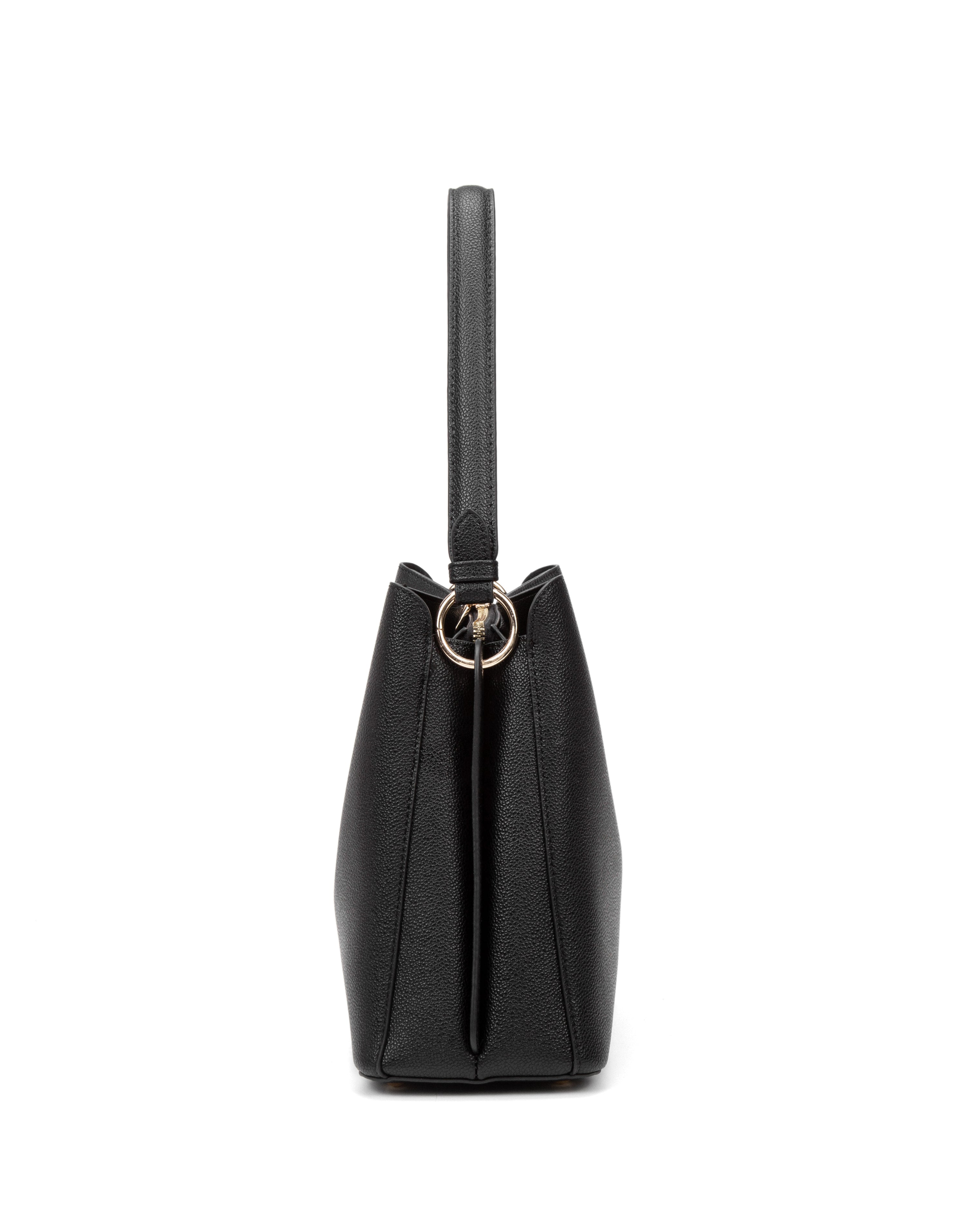 Borsa a spalla da donna 100% pelle vegana PU 714-1PT-BLACK Diana&co