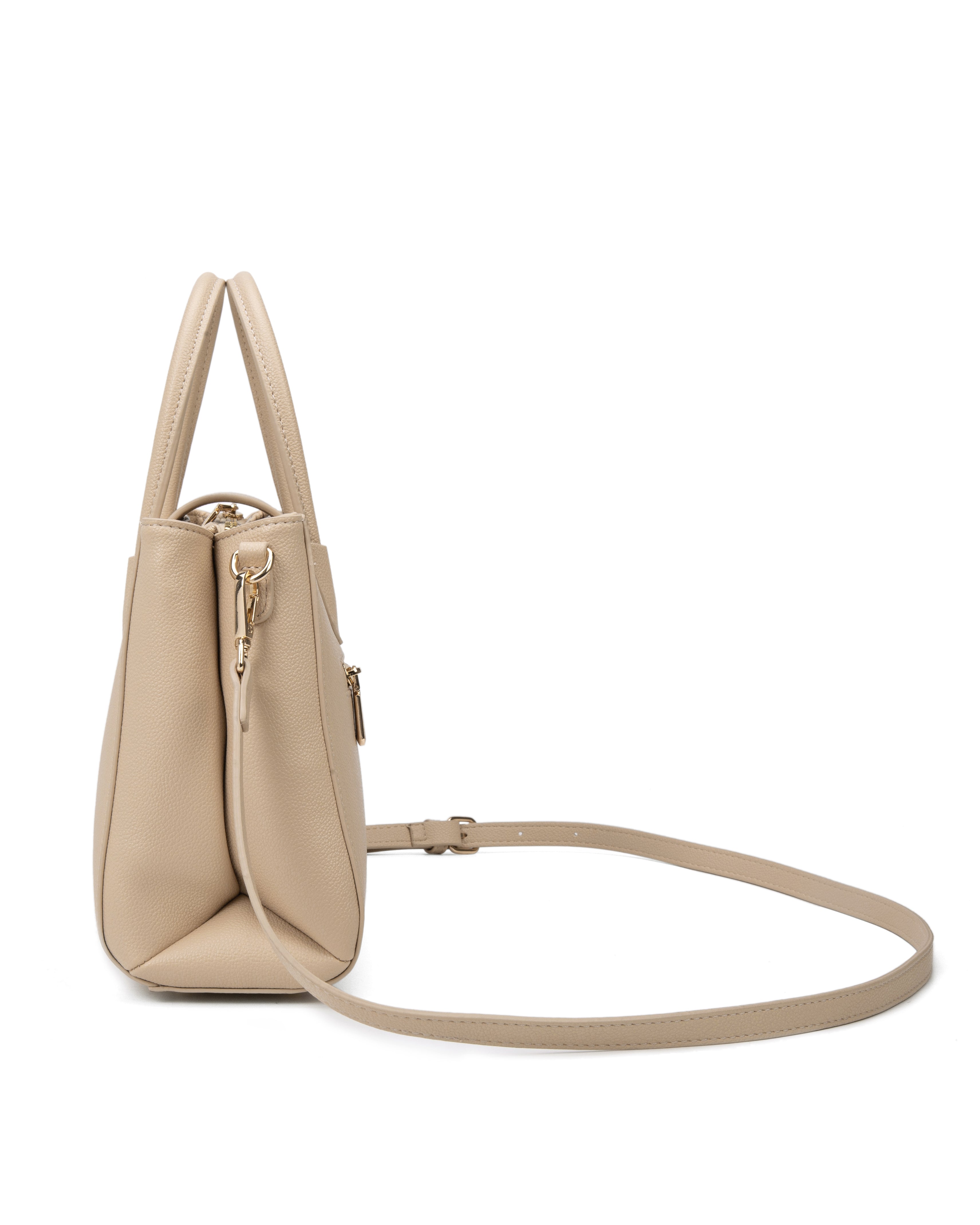 Borsa a mano da donna 100% pelle vegana PU 714-2PT-ALMOND Diana&co