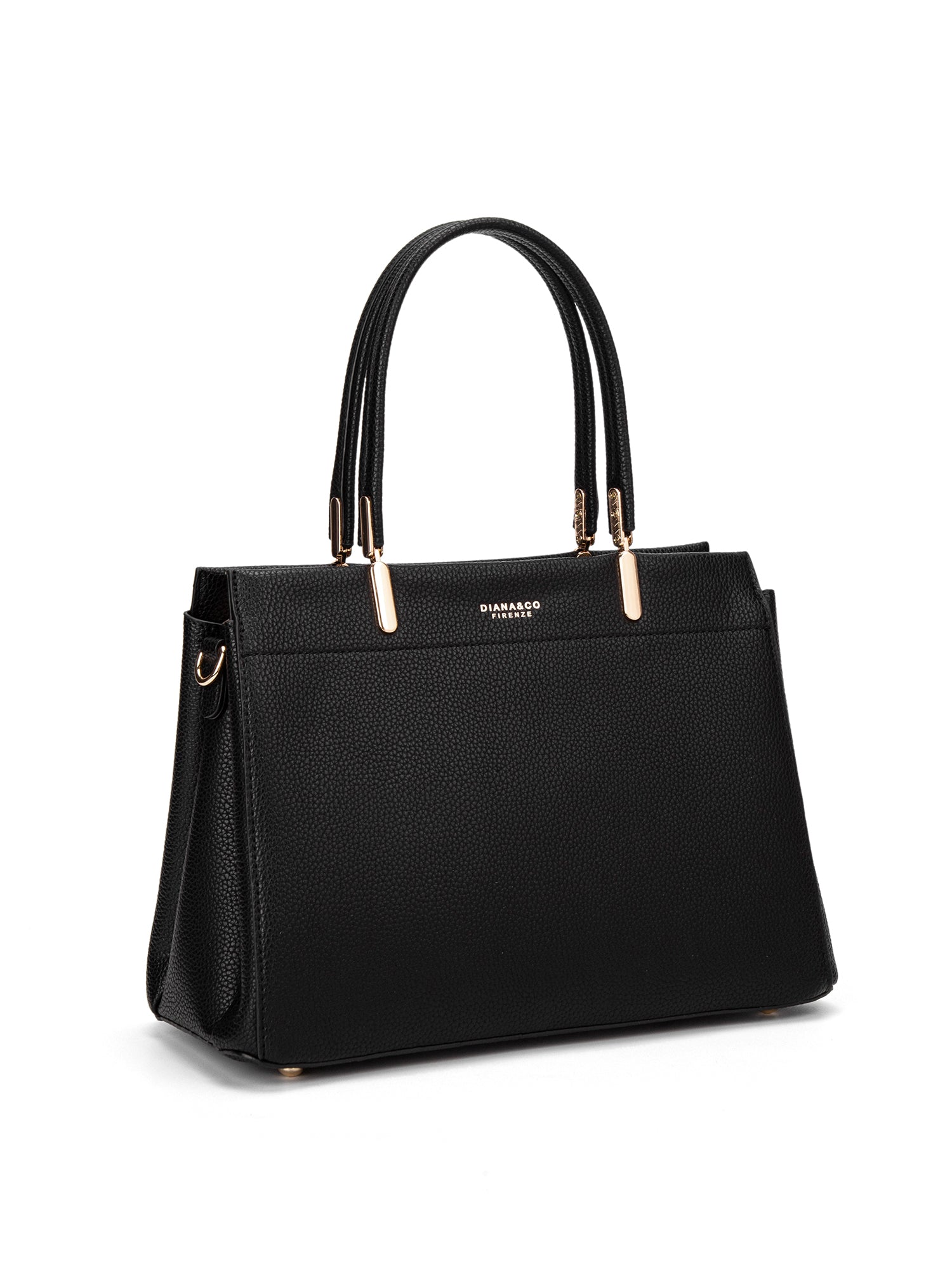 Borsa a mano da donna 100% pelle vegana PU 716-1PT-BLACK Diana&co