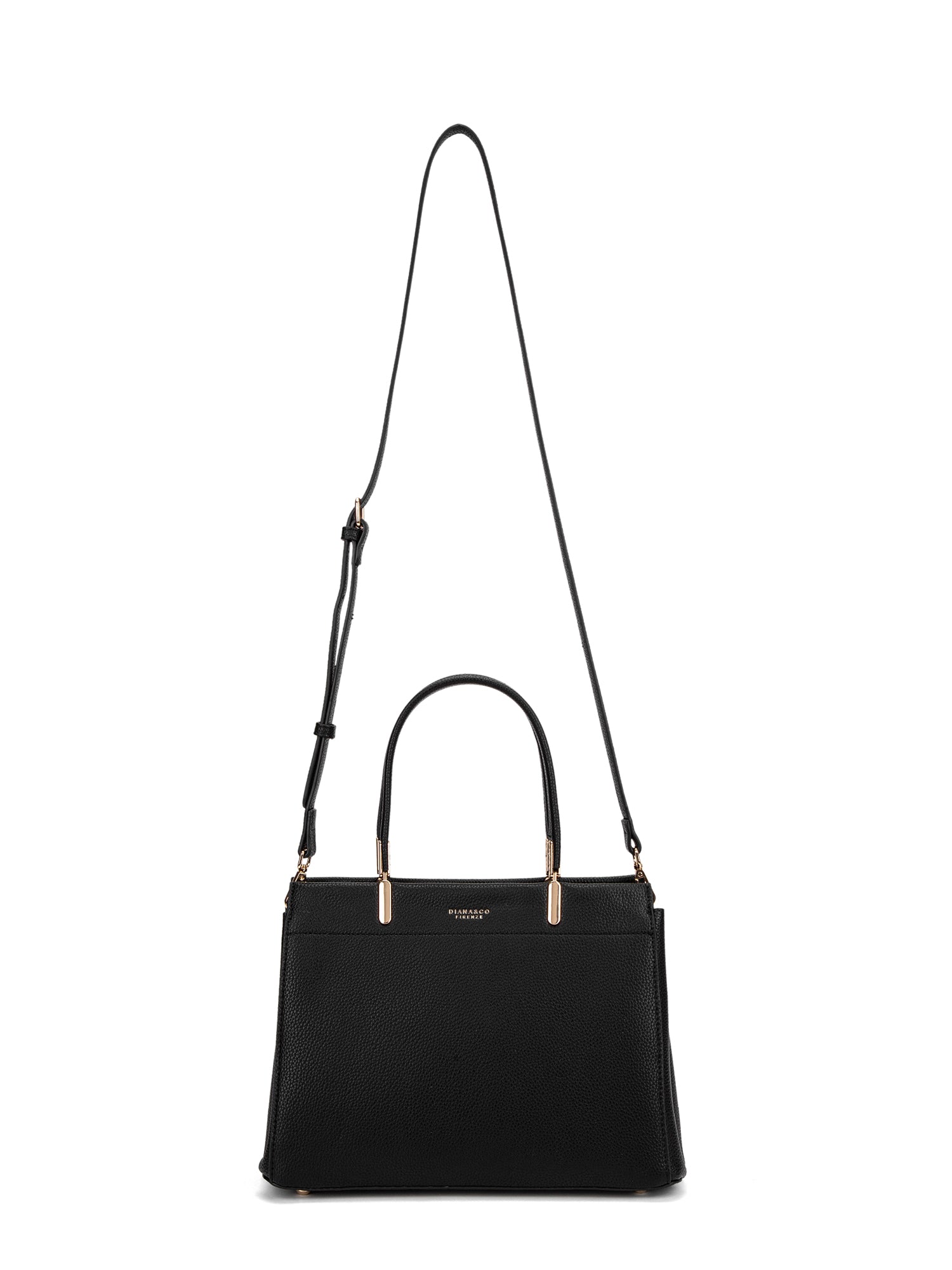 Borsa a mano da donna 100% pelle vegana PU 716-1PT-BLACK Diana&co