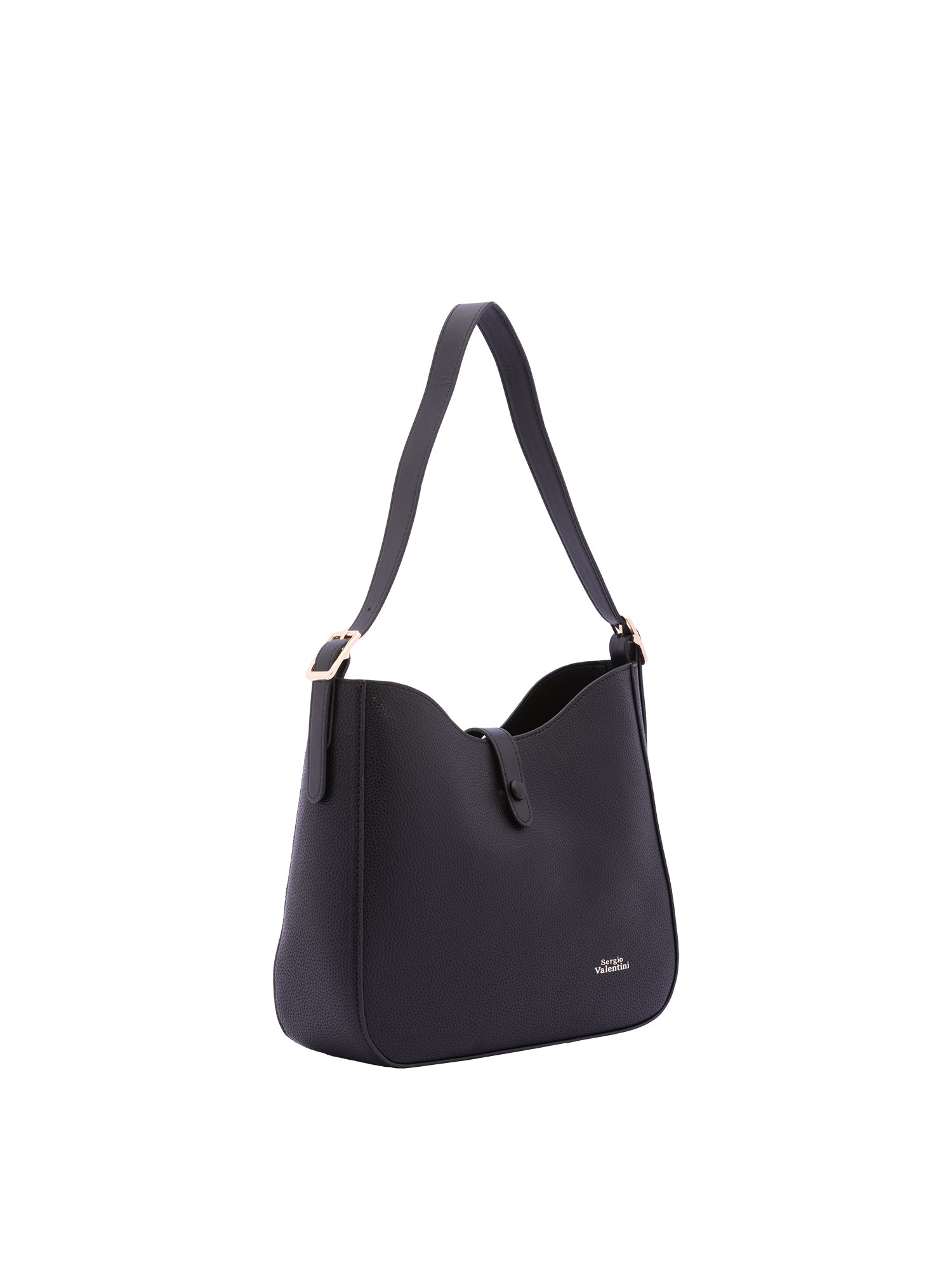Borsa a tracolla da donna Ecopelle 7180-BLACK Sergio Valentini