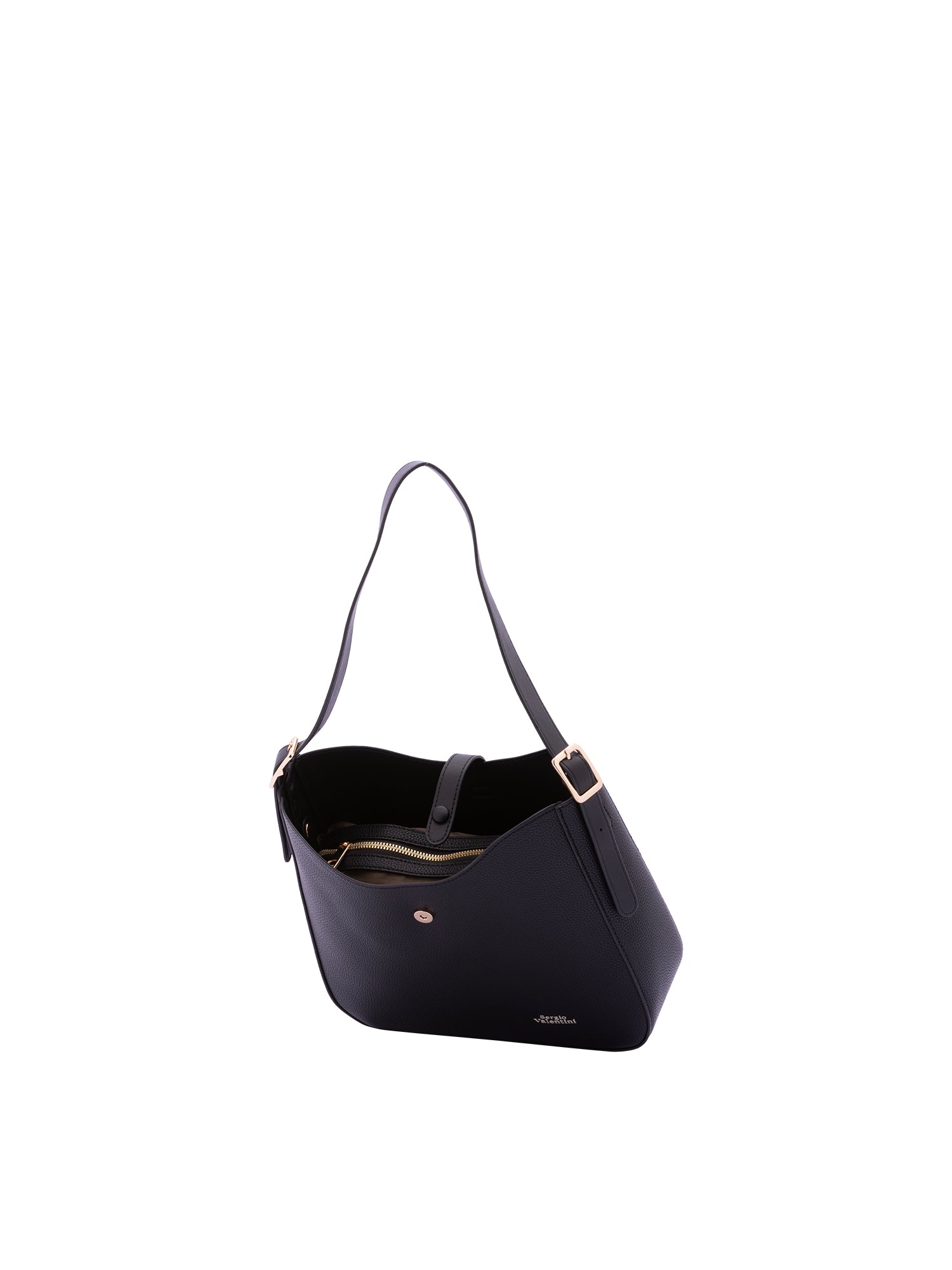 Borsa a tracolla da donna Ecopelle 7180-BLACK Sergio Valentini