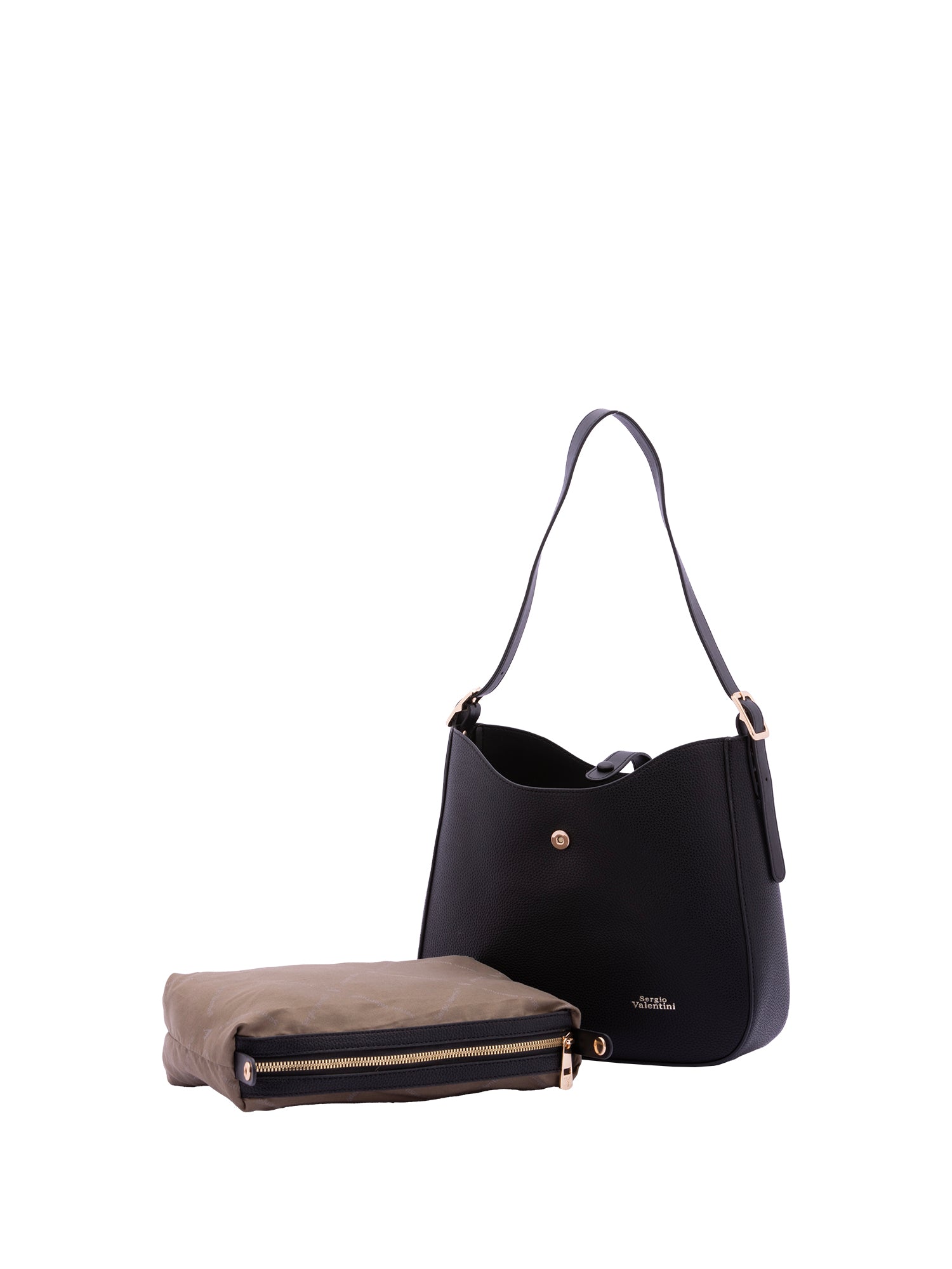 Borsa a tracolla da donna Ecopelle 7180-BLACK Sergio Valentini