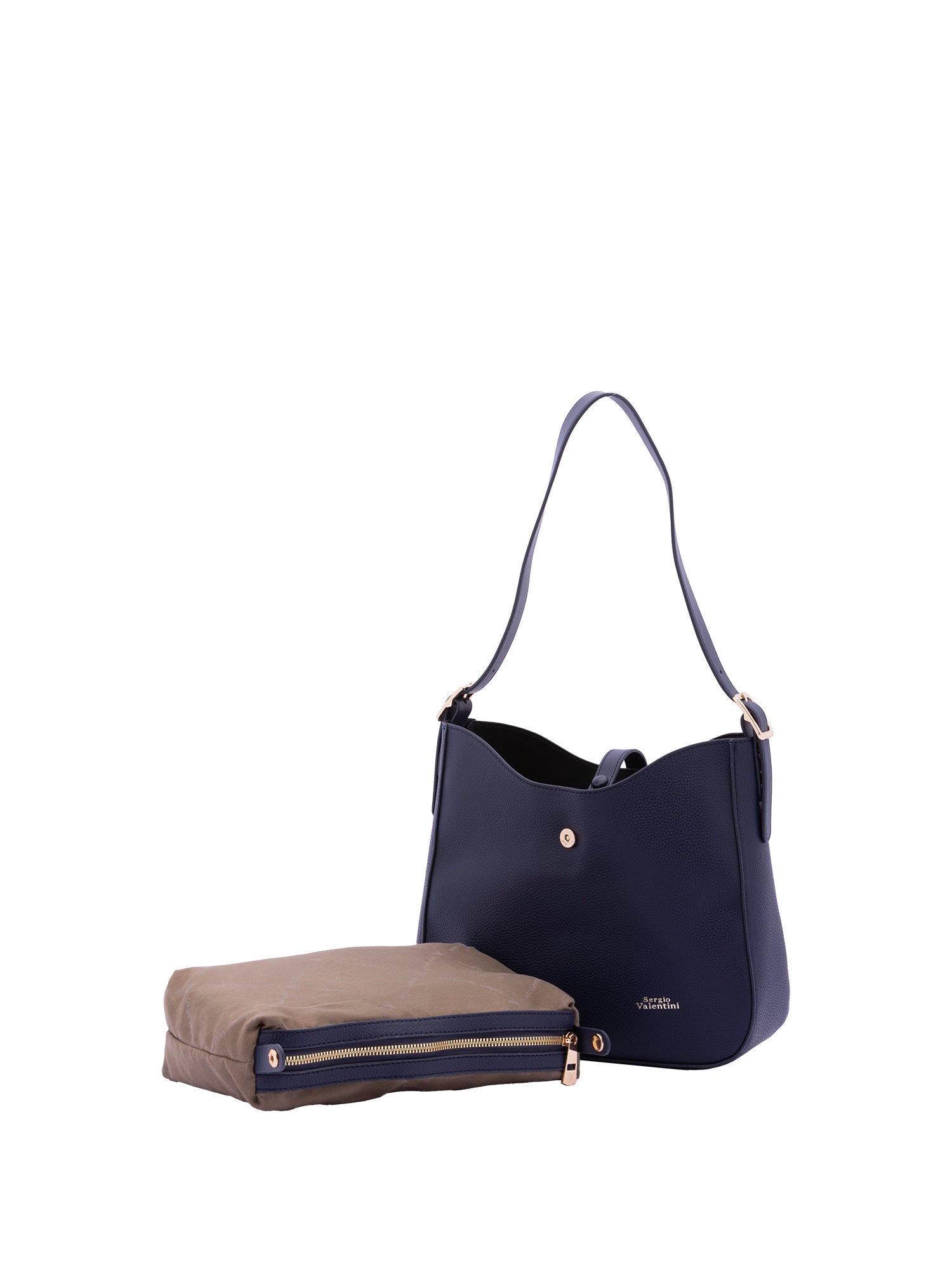 Borsa a tracolla da donna Ecopelle 7180-DARK BLUE Sergio Valentini