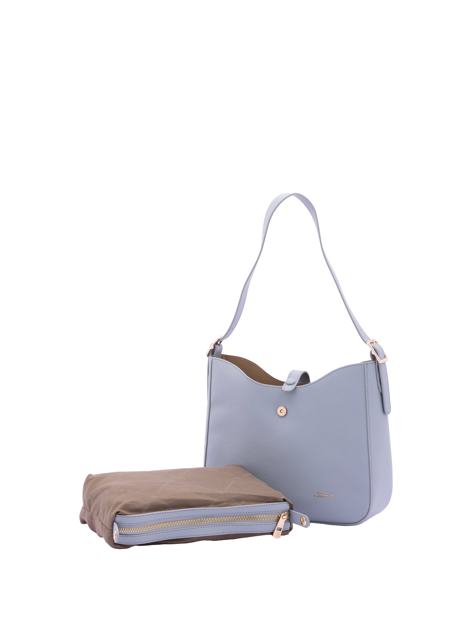 Borsa a tracolla da donna Ecopelle 7180-LIGHT BLUE Sergio Valentini