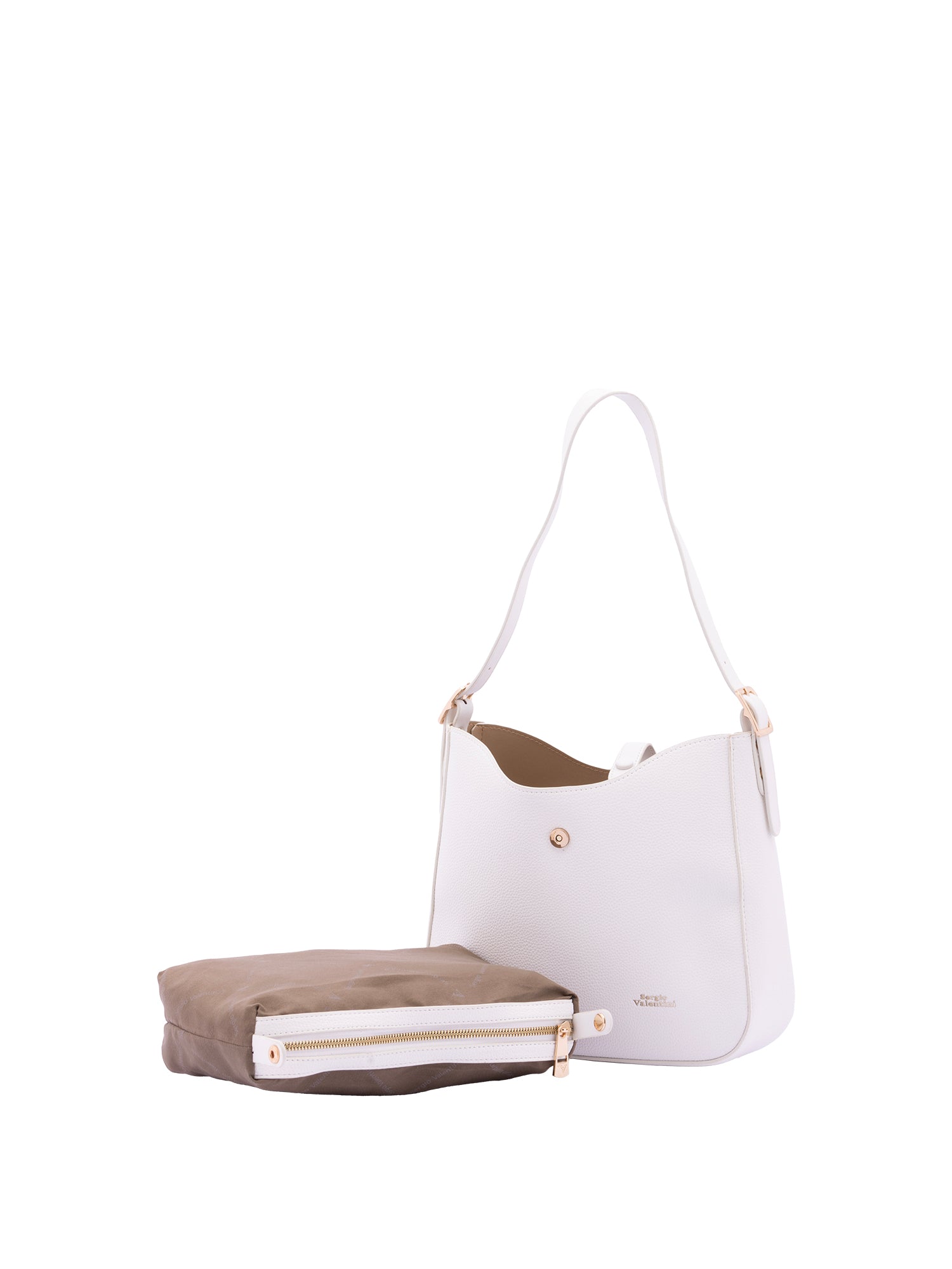 Borsa a tracolla da donna Ecopelle 7180-WHITE Sergio Valentini