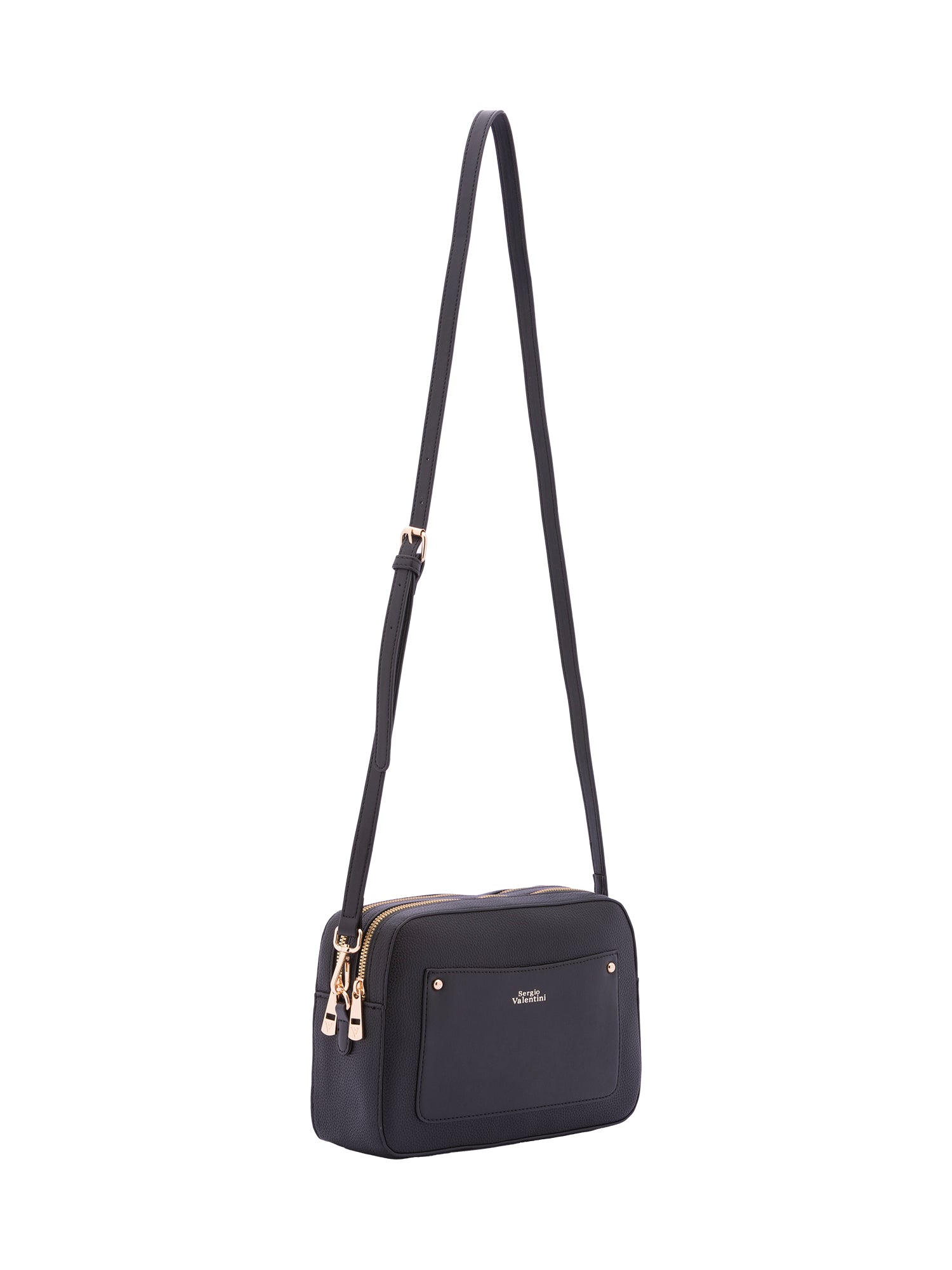Borsa a tracolla da donna Ecopelle 7181-BLACK Sergio Valentini