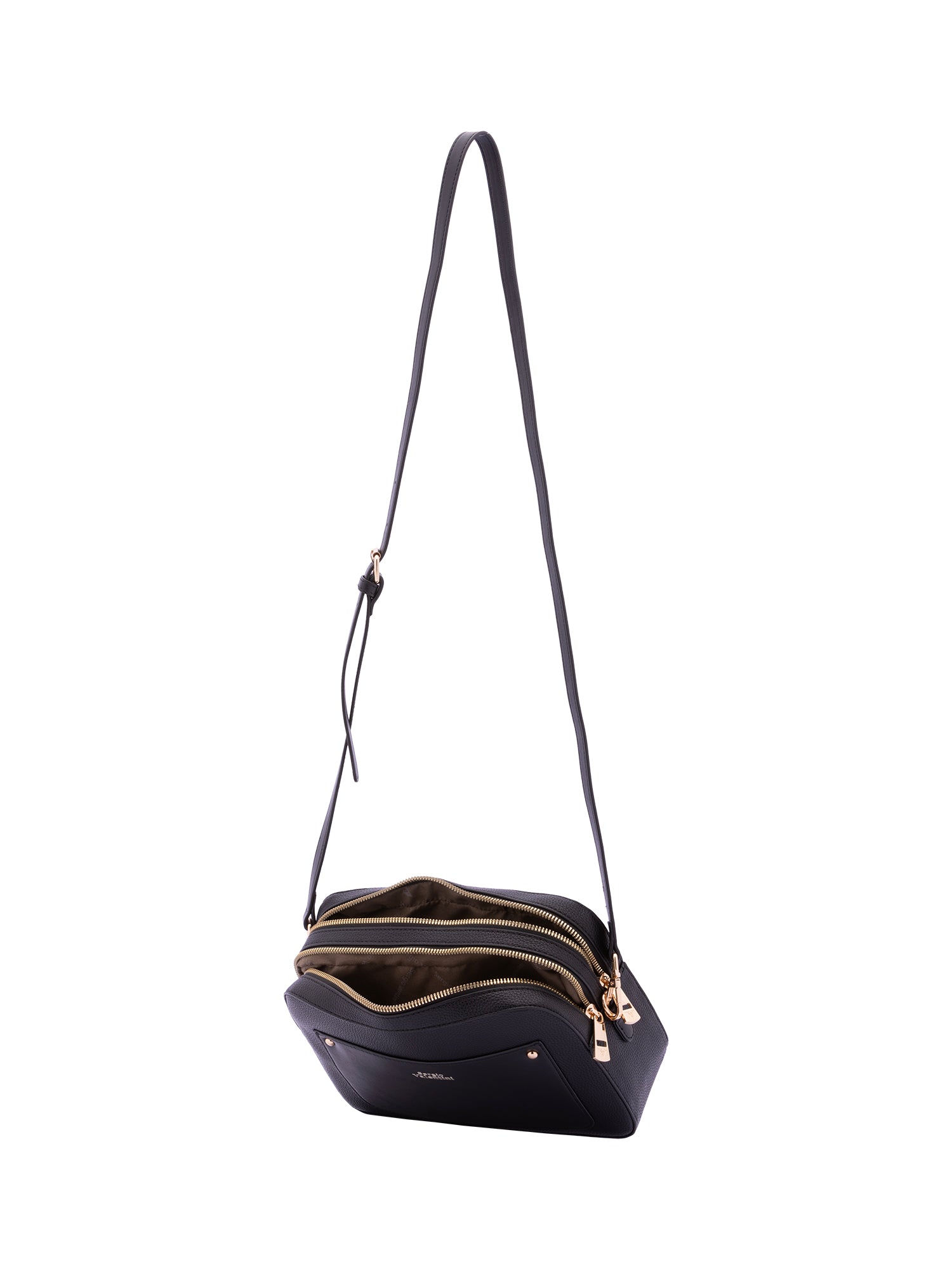 Borsa a tracolla da donna Ecopelle 7181-BLACK Sergio Valentini