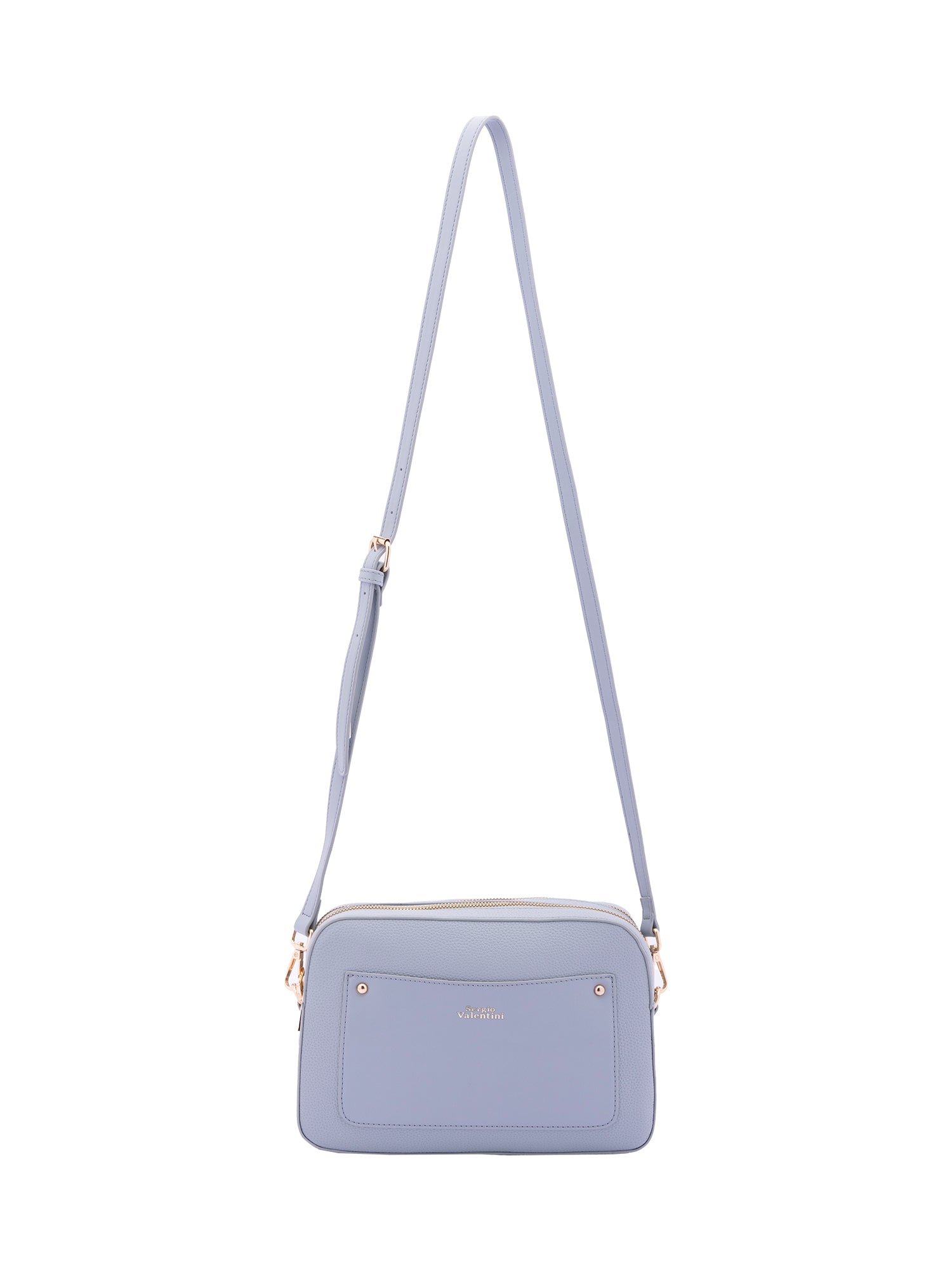Borsa a tracolla da donna Ecopelle 7181-LIGHT BLUE Sergio Valentini