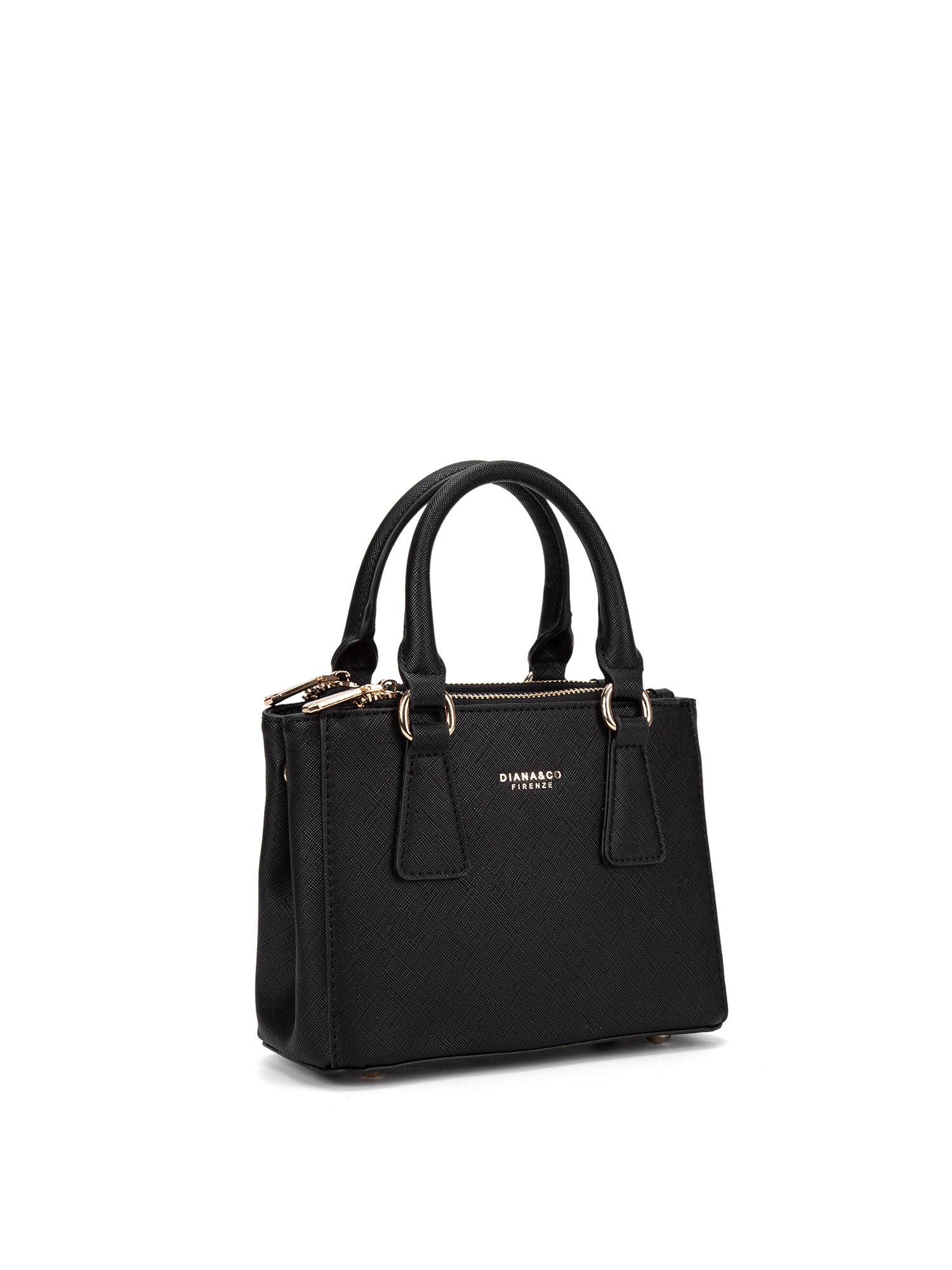 Borsa a mano da donna 100% pelle vegana PU 720-1PT-BLACK Diana&co