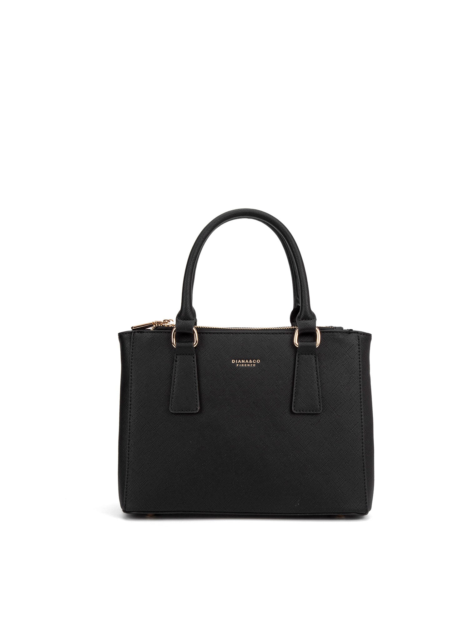Borsa a mano da donna 100% pelle vegana PU 720-2PT-BLACK Diana&co